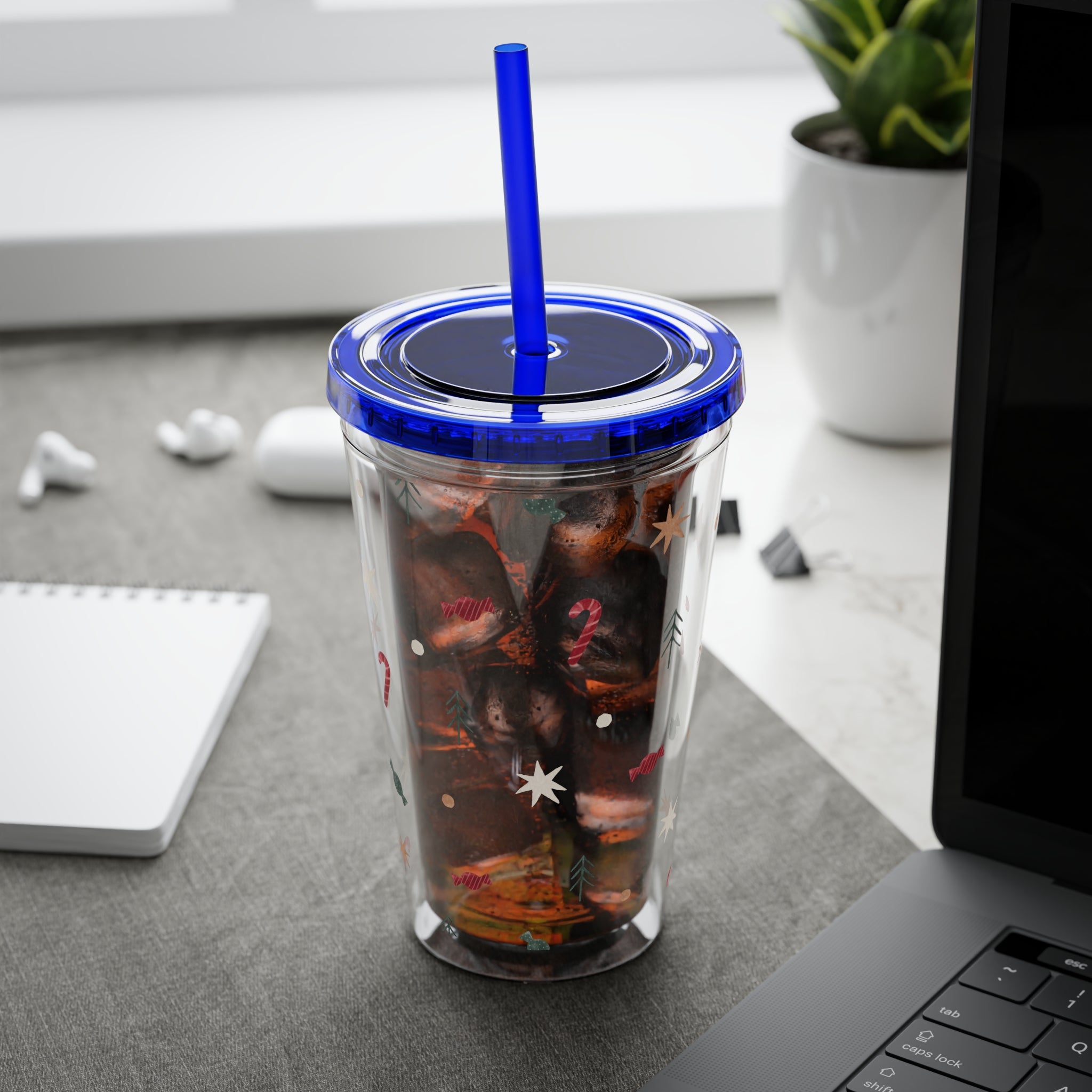 TUMBLER NOËL | Gourde Motif Noël | Gobelet avec paille - 450 ml (16 oz)