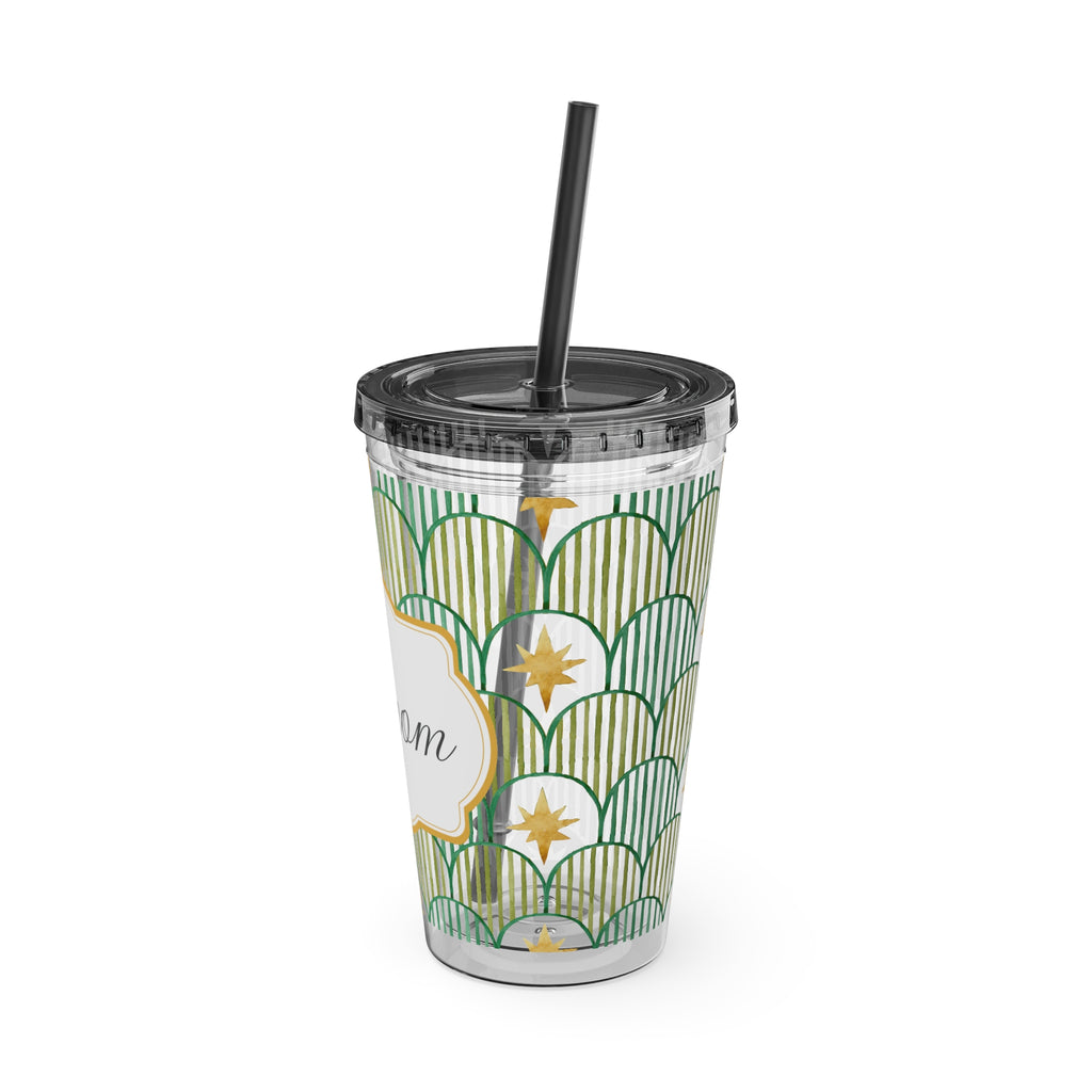 TUMBLER PERSONNALISABLE | Gourde Motif Etoiles avec ton prénom | Gobelet avec paille - 450 ml (16 oz)