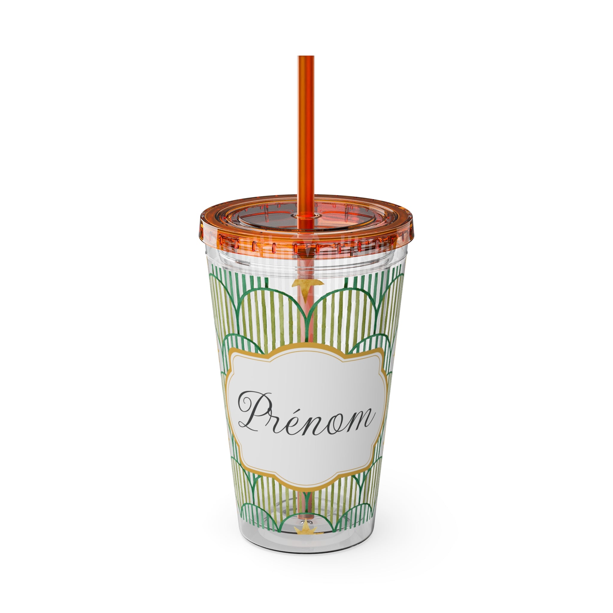 TUMBLER PERSONNALISABLE | Gourde Motif Etoiles avec ton prénom | Gobelet avec paille - 450 ml (16 oz)