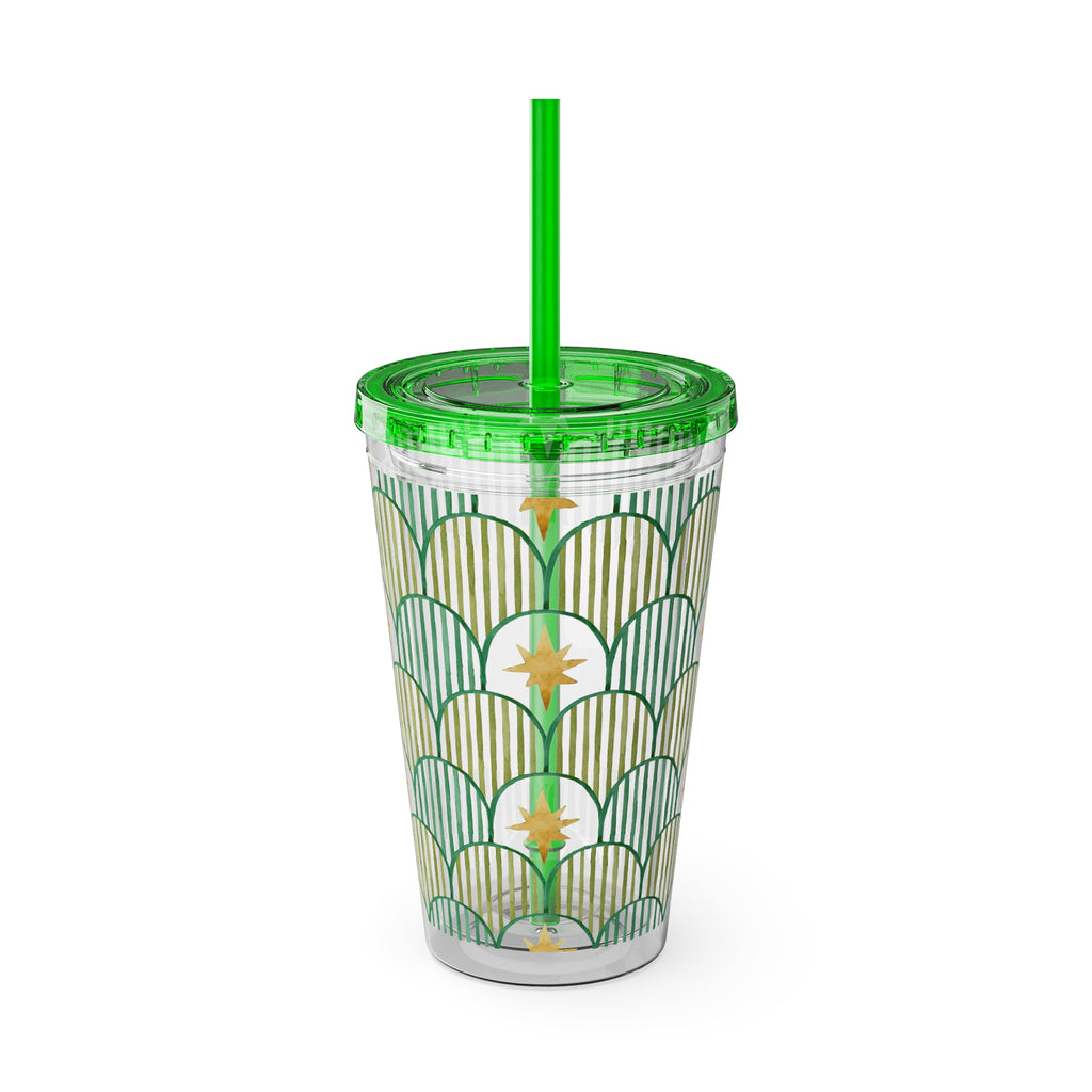 TUMBLER PERSONNALISABLE | Gourde Motif Etoiles avec ton prénom | Gobelet avec paille - 450 ml (16 oz)