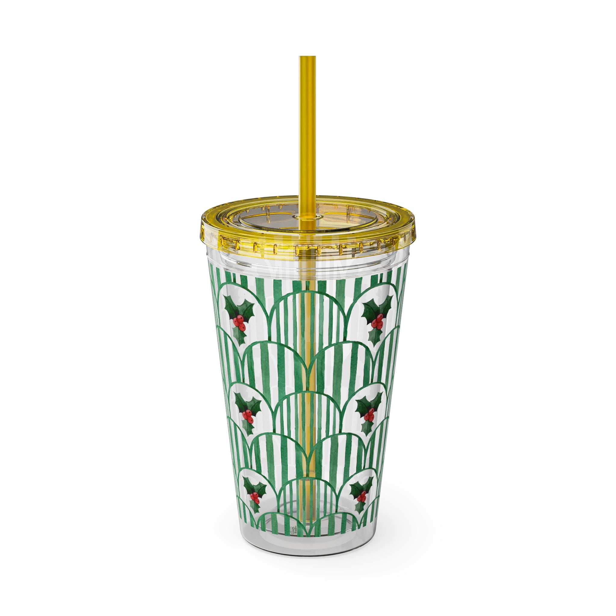 TUMBLER HOUX | Gourde Motif Houx | Gobelet avec paille - 450 ml (16 oz)