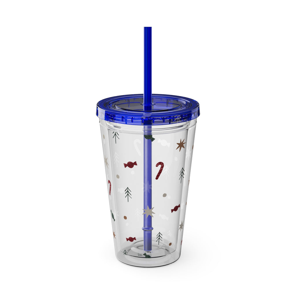 TUMBLER NOËL | Gourde Motif Noël | Gobelet avec paille - 450 ml (16 oz)