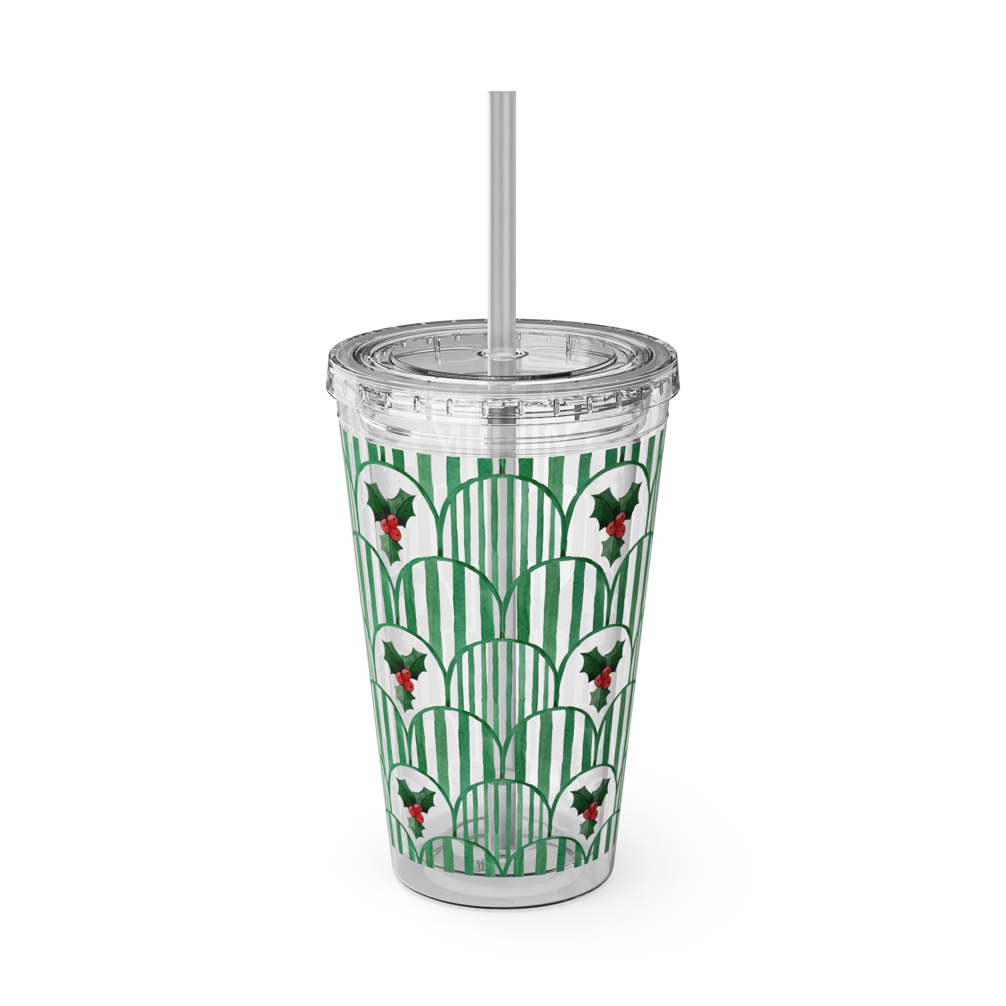 TUMBLER HOUX | Gourde Motif Houx | Gobelet avec paille - 450 ml (16 oz)