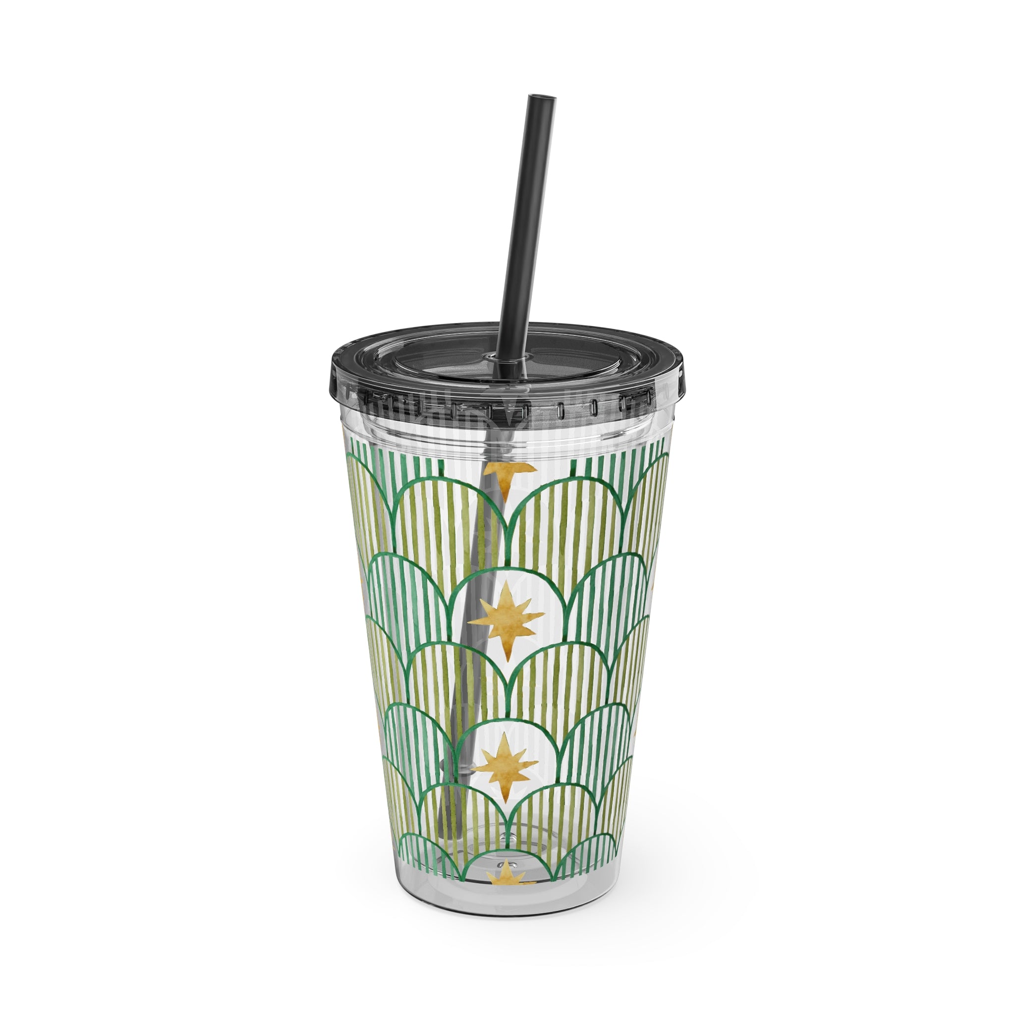 TUMBLER ETOILES | Gourde Géométrique avec étoiles | Gobelet avec paille - 450 ml (16 oz)