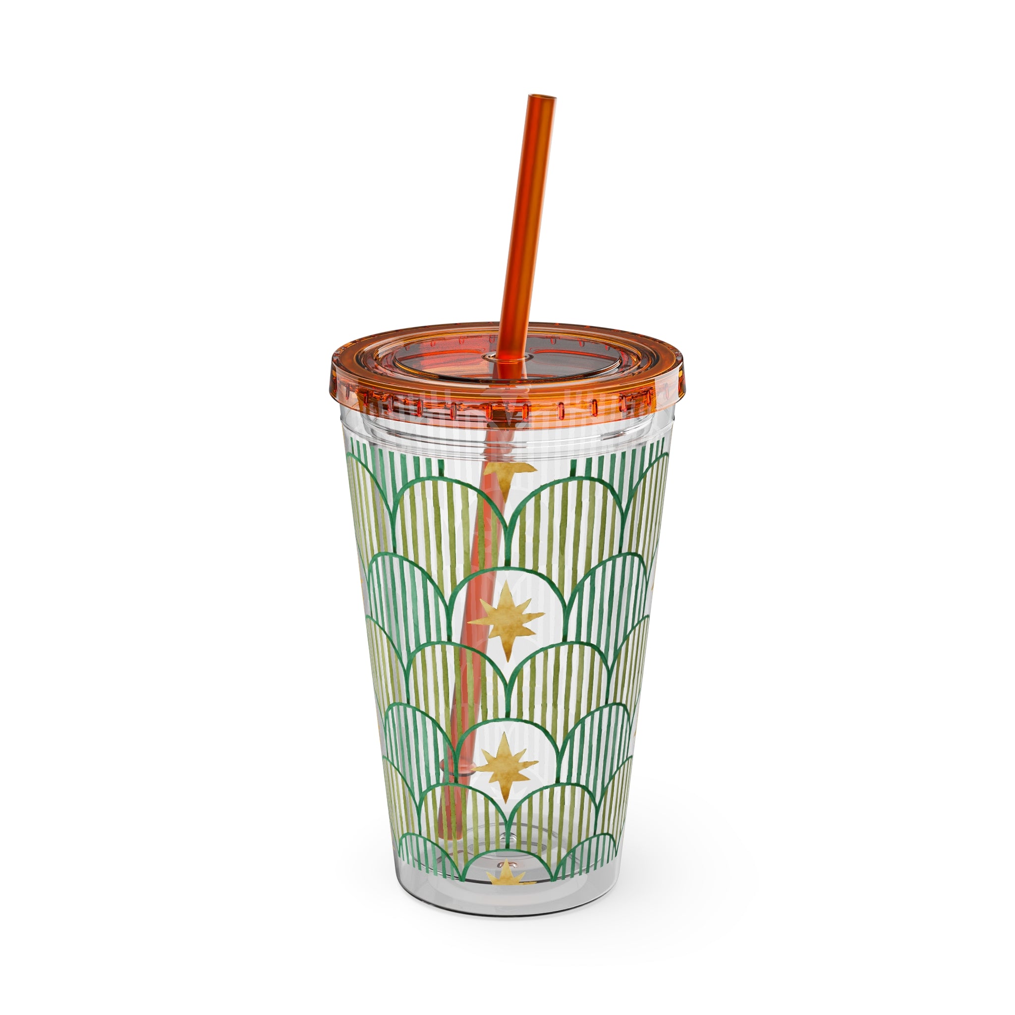 TUMBLER ETOILES | Gourde Géométrique avec étoiles | Gobelet avec paille - 450 ml (16 oz)