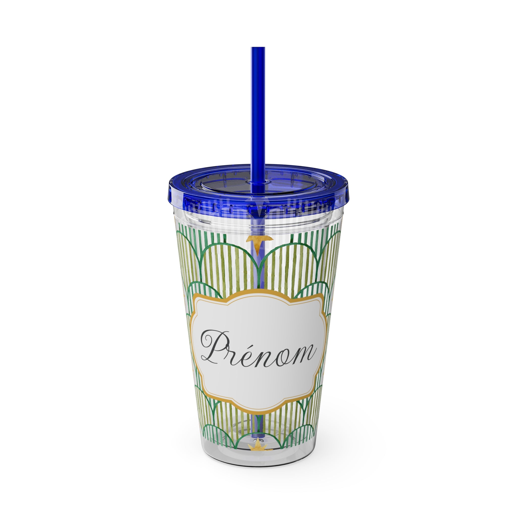 TUMBLER PERSONNALISABLE | Gourde Motif Etoiles avec ton prénom | Gobelet avec paille - 450 ml (16 oz)