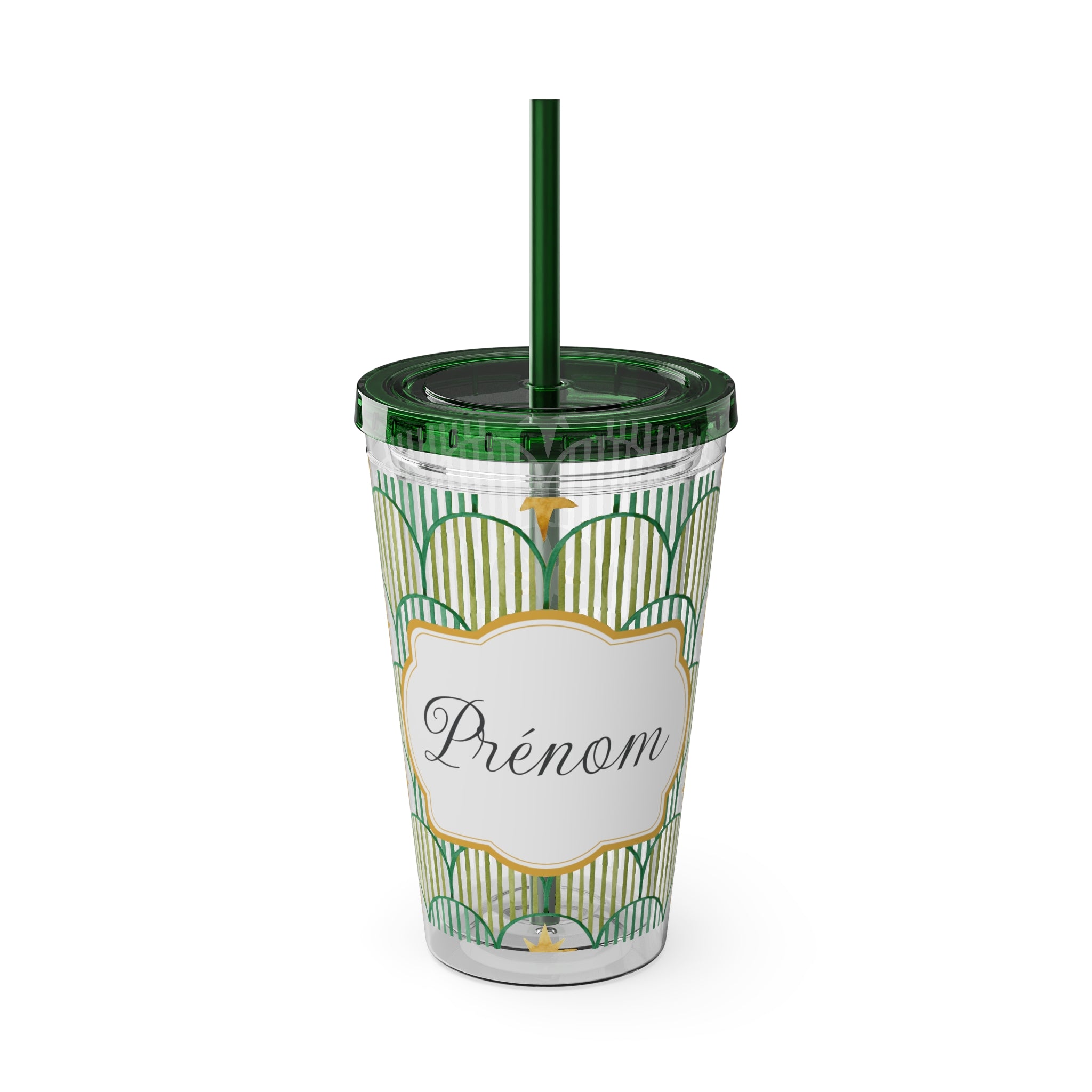 TUMBLER PERSONNALISABLE | Gourde Motif Etoiles avec ton prénom | Gobelet avec paille - 450 ml (16 oz)