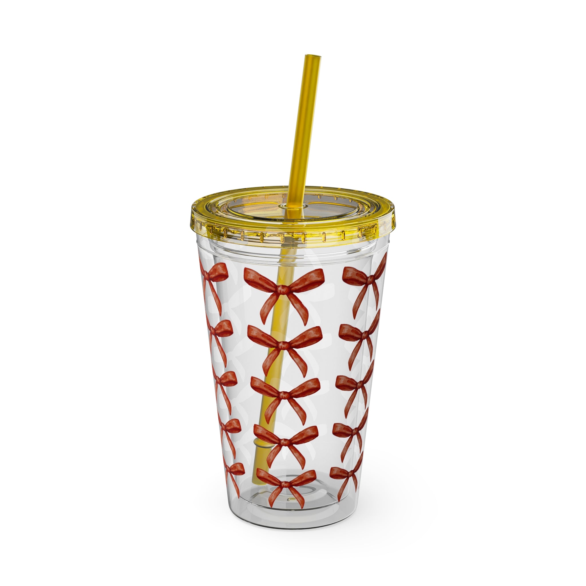 TUMBLER NOEUDS ROUGES | Gourde Motif Noeuds Rouges | Gobelet avec paille - 450 ml (16 oz)