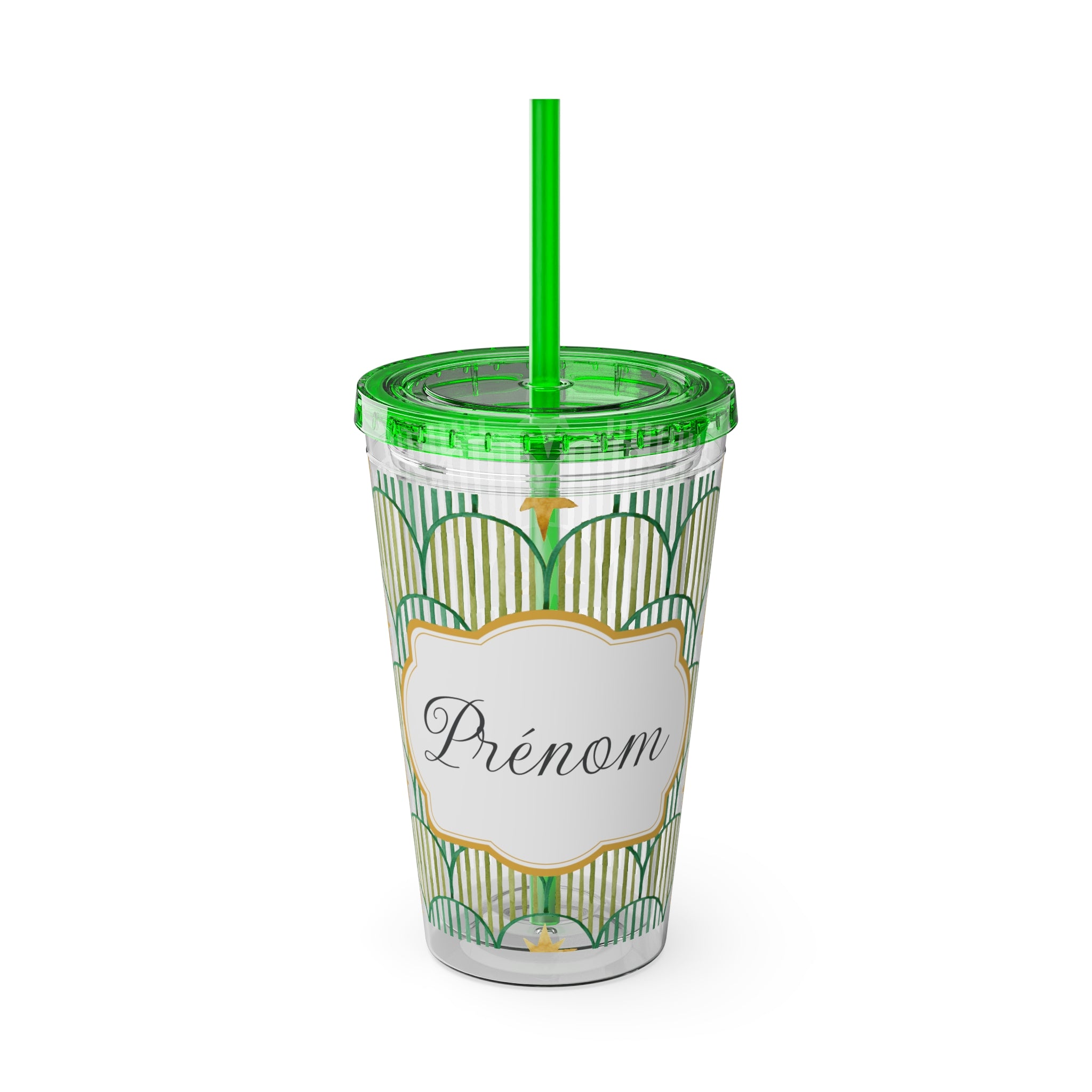 TUMBLER PERSONNALISABLE | Gourde Motif Etoiles avec ton prénom | Gobelet avec paille - 450 ml (16 oz)