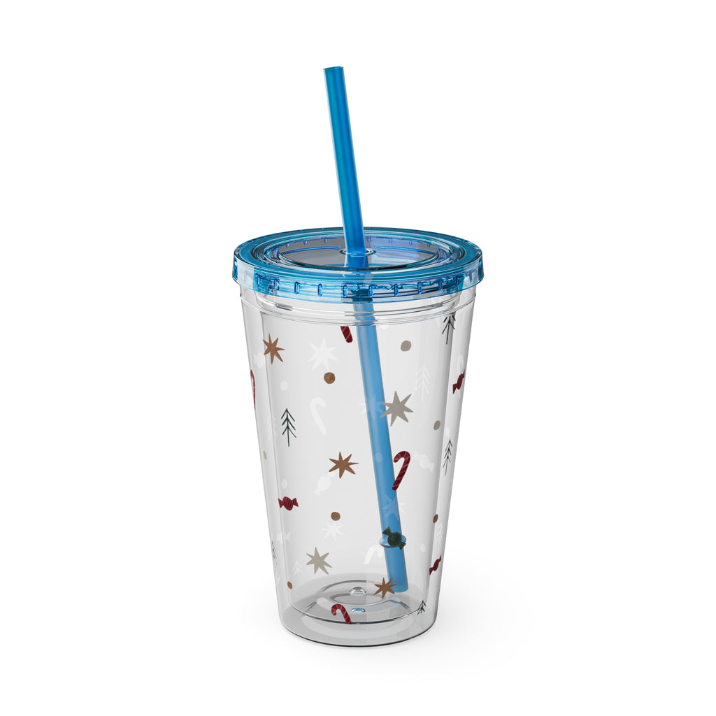 TUMBLER NOËL | Gourde Motif Noël | Gobelet avec paille - 450 ml (16 oz)