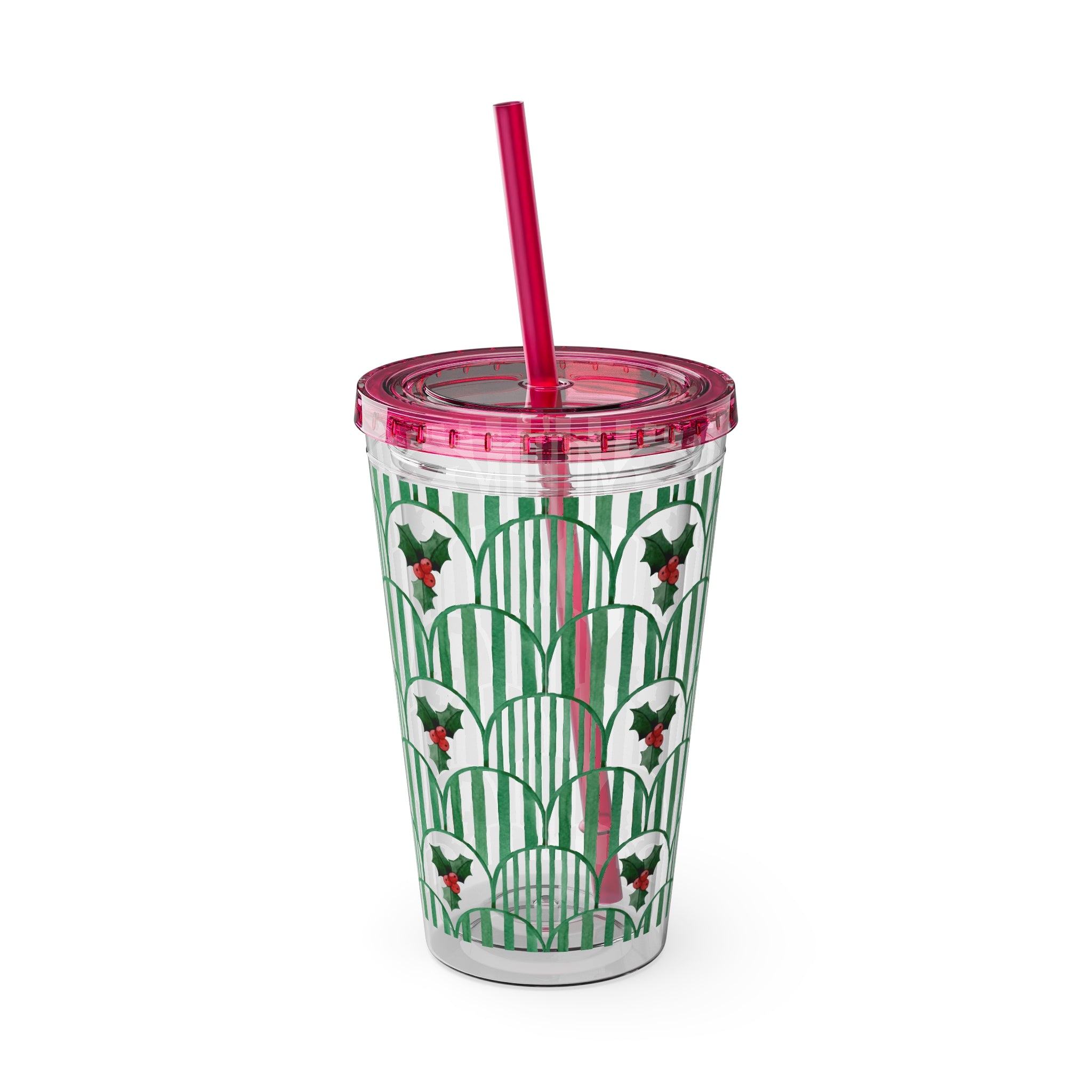 TUMBLER HOUX | Gourde Motif Houx | Gobelet avec paille - 450 ml (16 oz)