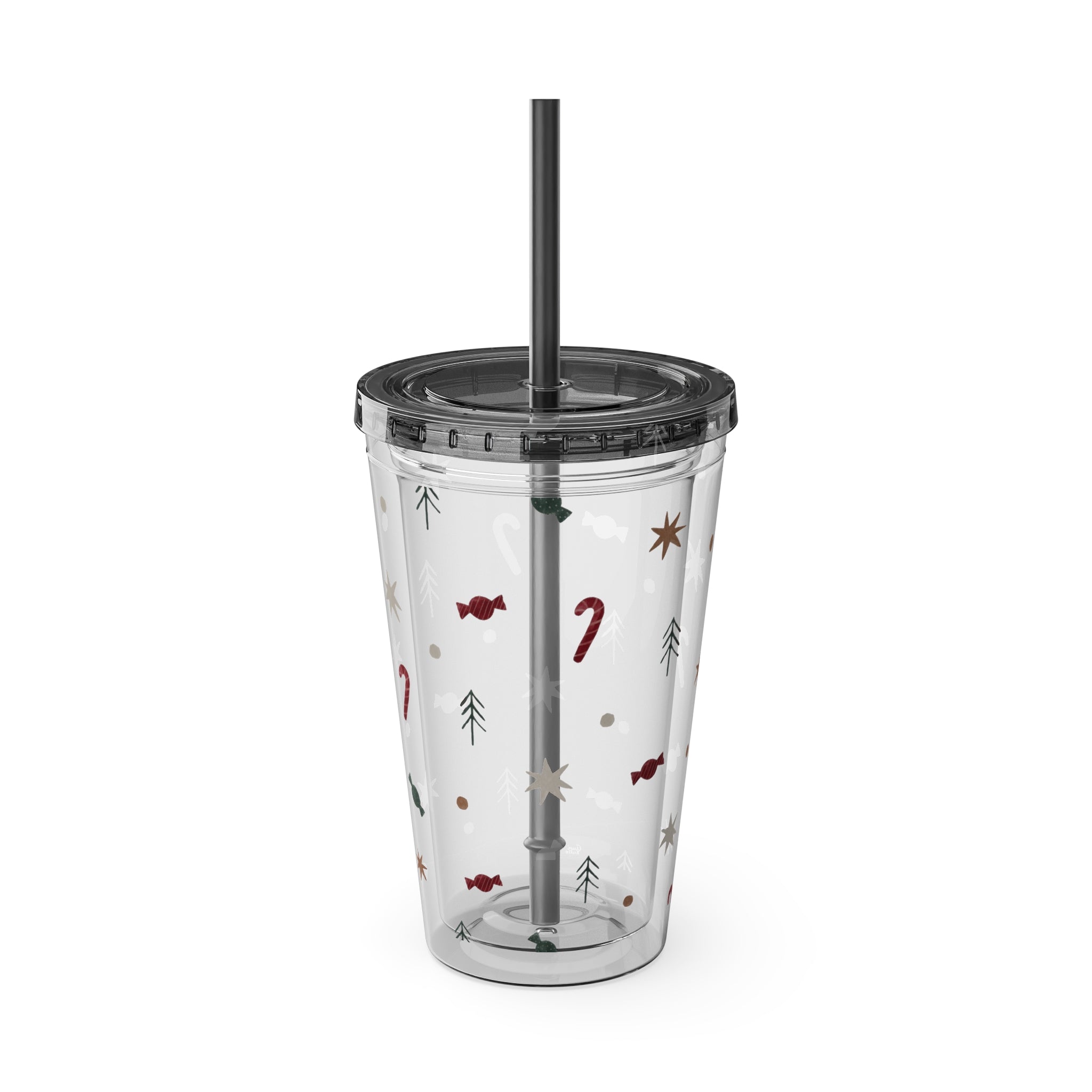 TUMBLER NOËL | Gourde Motif Noël | Gobelet avec paille - 450 ml (16 oz)