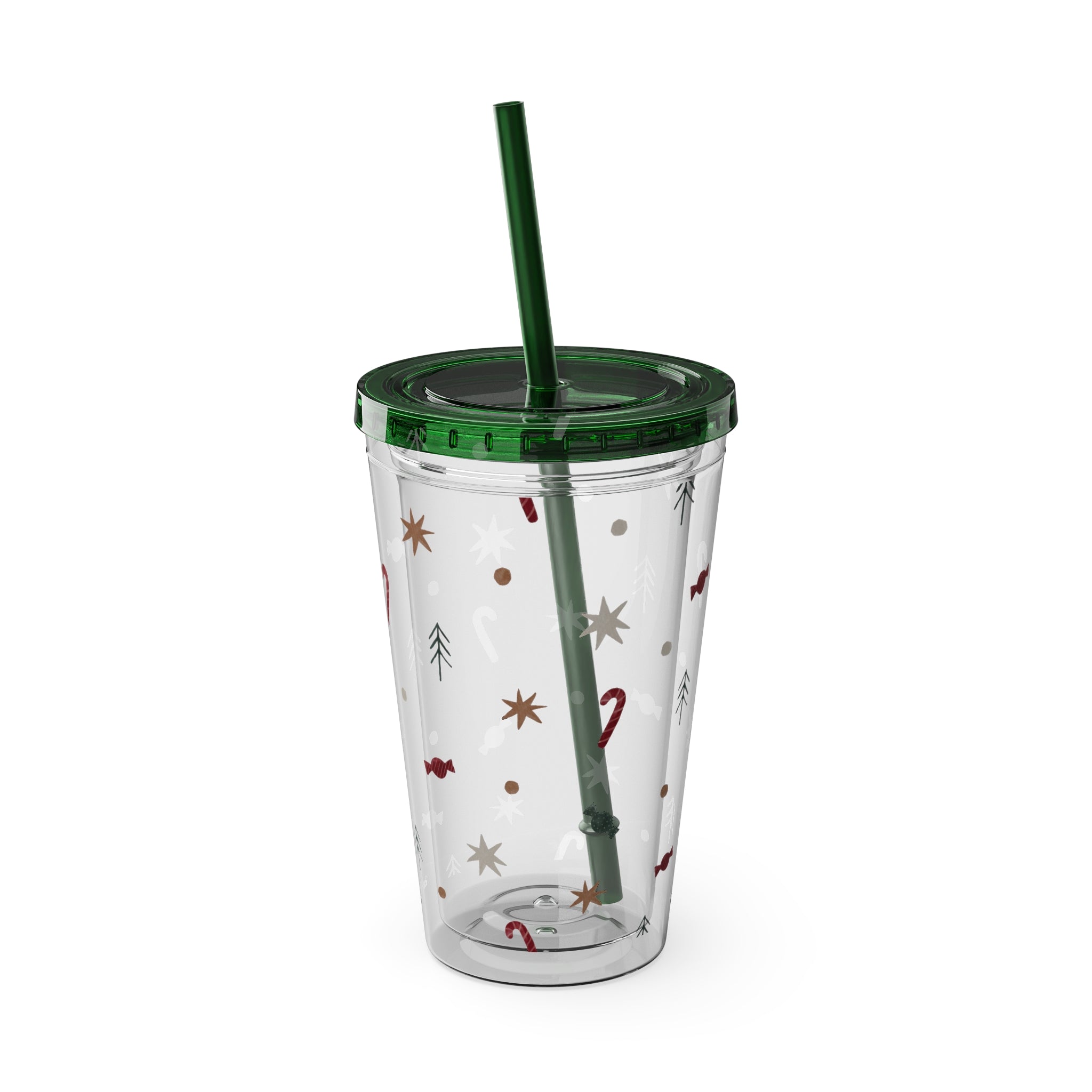 TUMBLER NOËL | Gourde Motif Noël | Gobelet avec paille - 450 ml (16 oz)