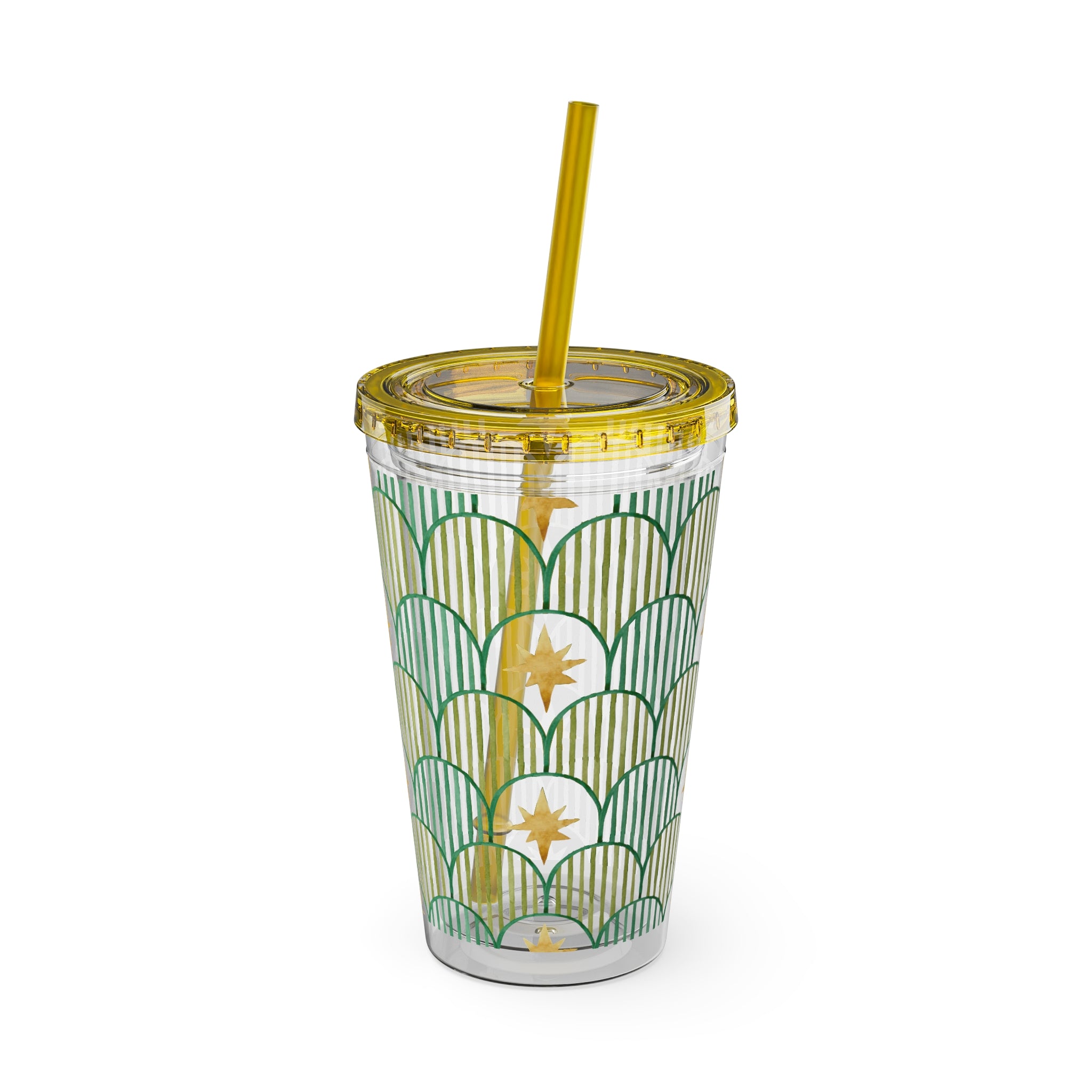 TUMBLER ETOILES | Gourde Géométrique avec étoiles | Gobelet avec paille - 450 ml (16 oz)