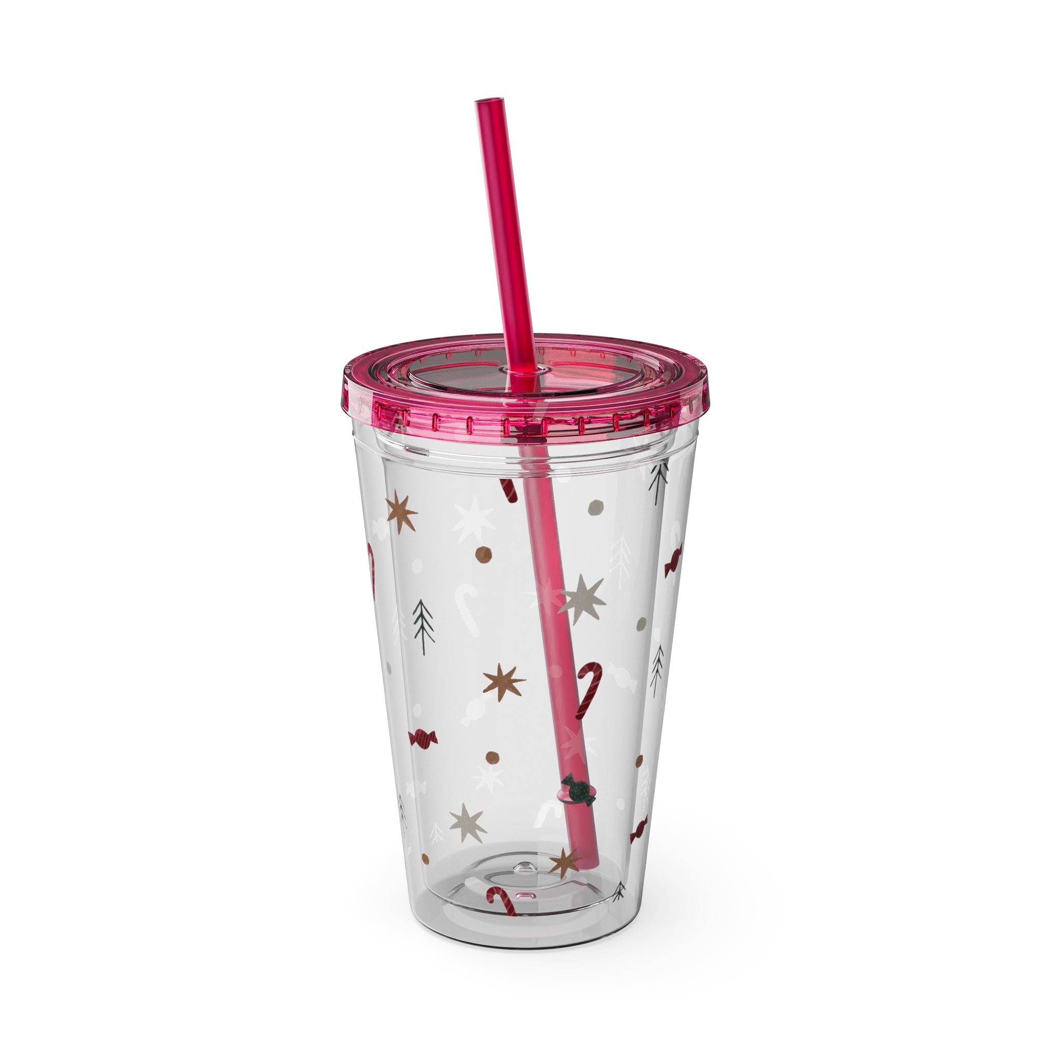 TUMBLER NOËL | Gourde Motif Noël | Gobelet avec paille - 450 ml (16 oz)