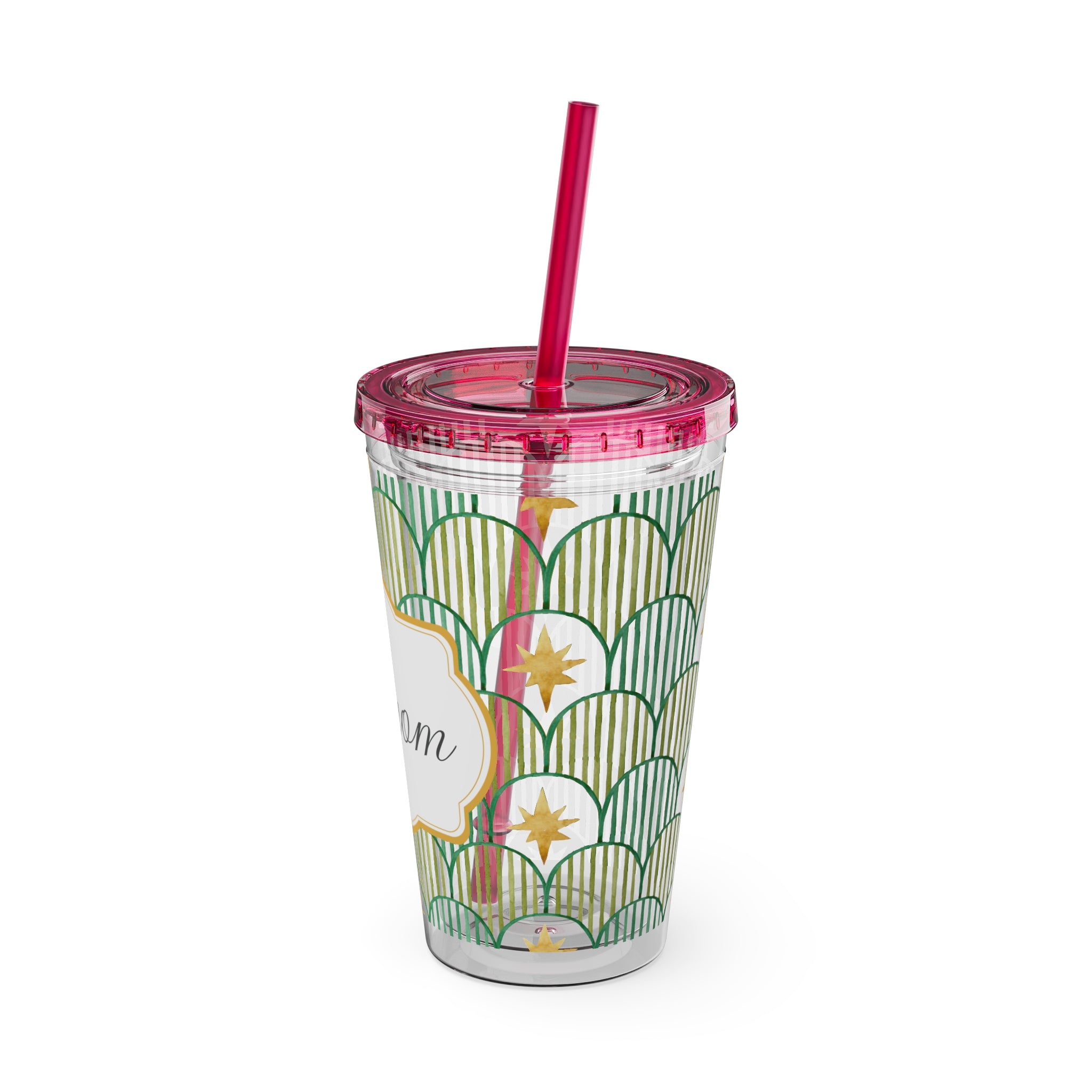 TUMBLER PERSONNALISABLE | Gourde Motif Etoiles avec ton prénom | Gobelet avec paille - 450 ml (16 oz)