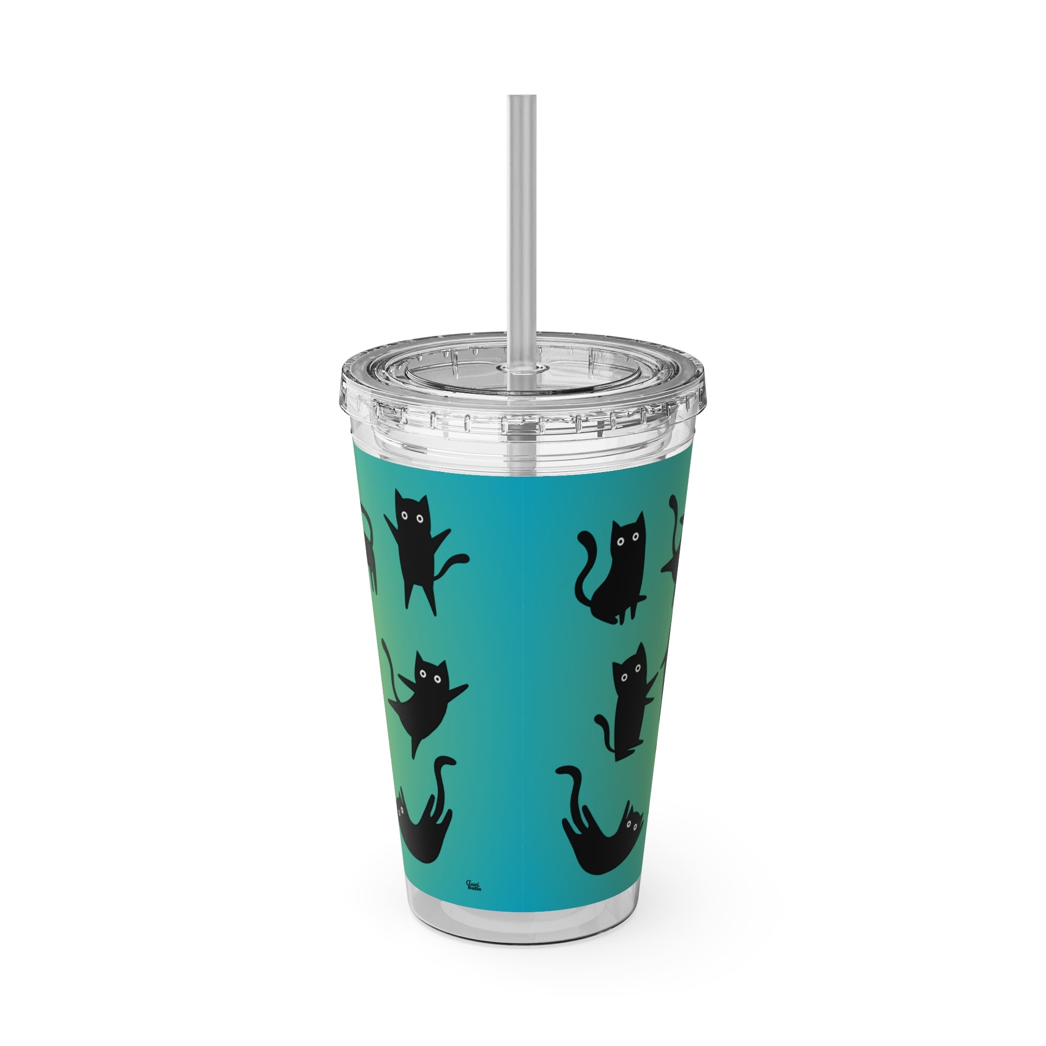 TUMBLER CHATS NOIRS | Gourde Motif Chats Noirs | Gobelet avec paille - 450 ml (16 oz)
