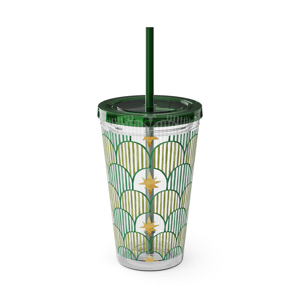TUMBLER PERSONNALISABLE | Gourde Motif Etoiles avec ton prénom | Gobelet avec paille - 450 ml (16 oz)