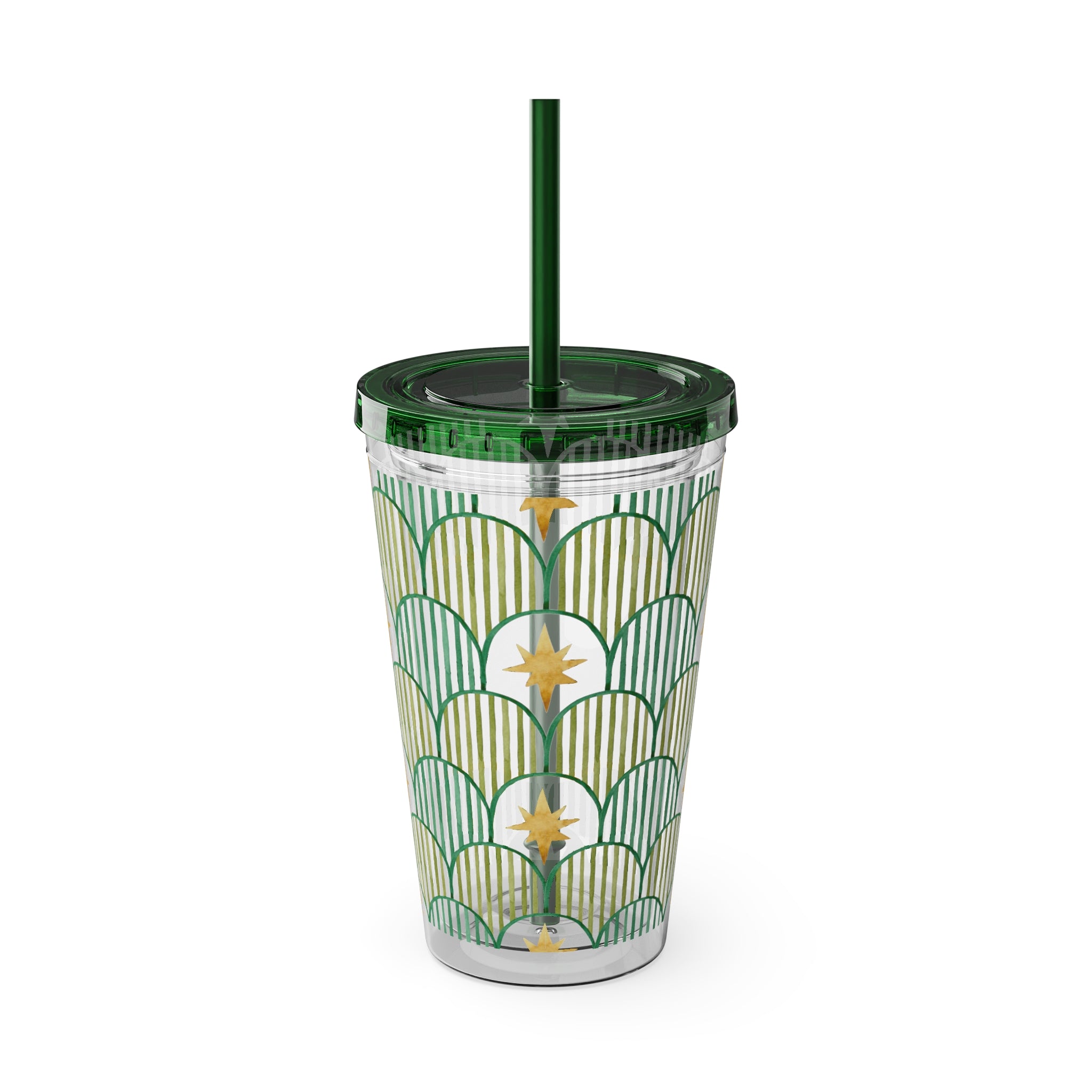 TUMBLER PERSONNALISABLE | Gourde Motif Etoiles avec ton prénom | Gobelet avec paille - 450 ml (16 oz)