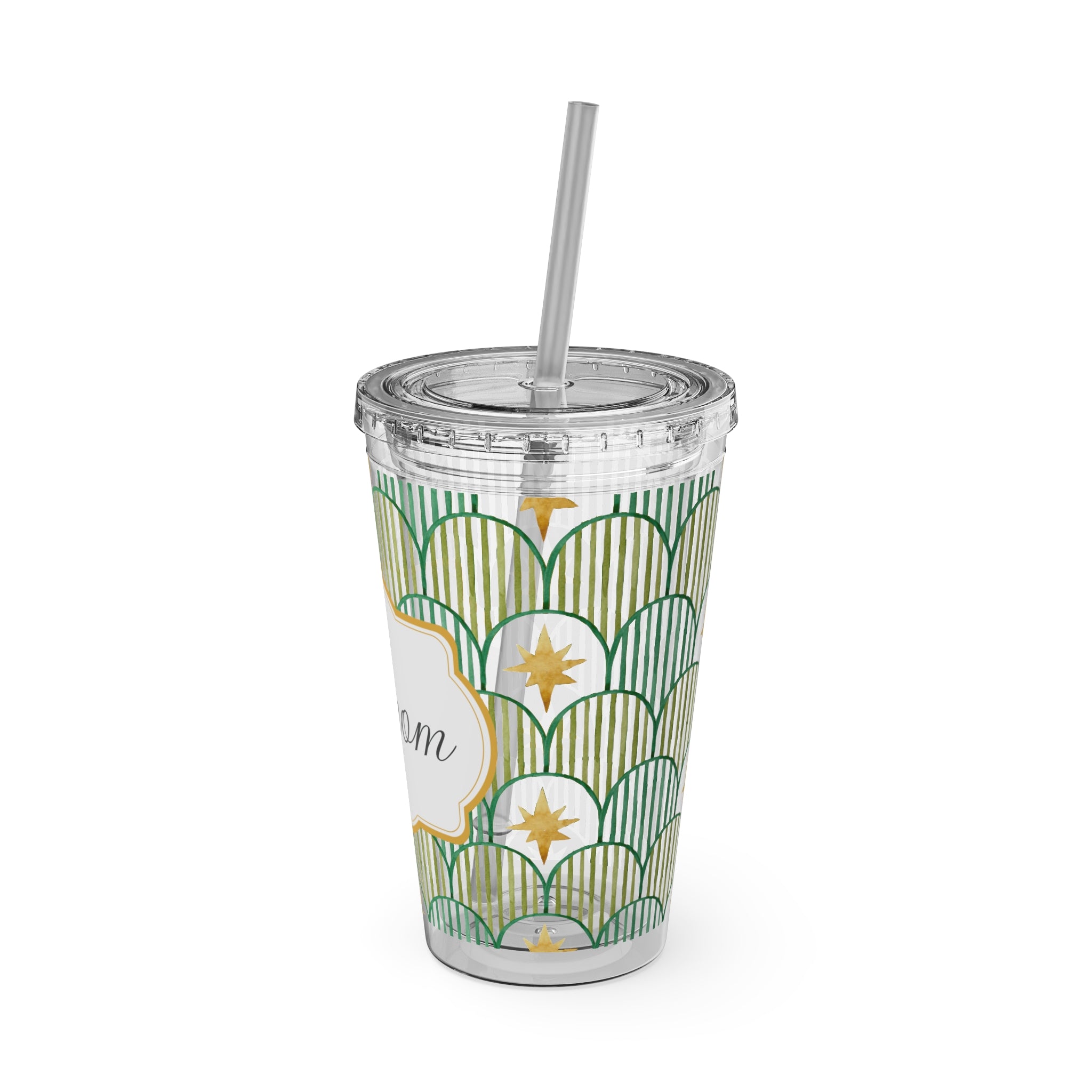 TUMBLER PERSONNALISABLE | Gourde Motif Etoiles avec ton prénom | Gobelet avec paille - 450 ml (16 oz)