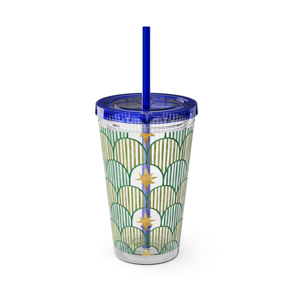 TUMBLER PERSONNALISABLE | Gourde Motif Etoiles avec ton prénom | Gobelet avec paille - 450 ml (16 oz)