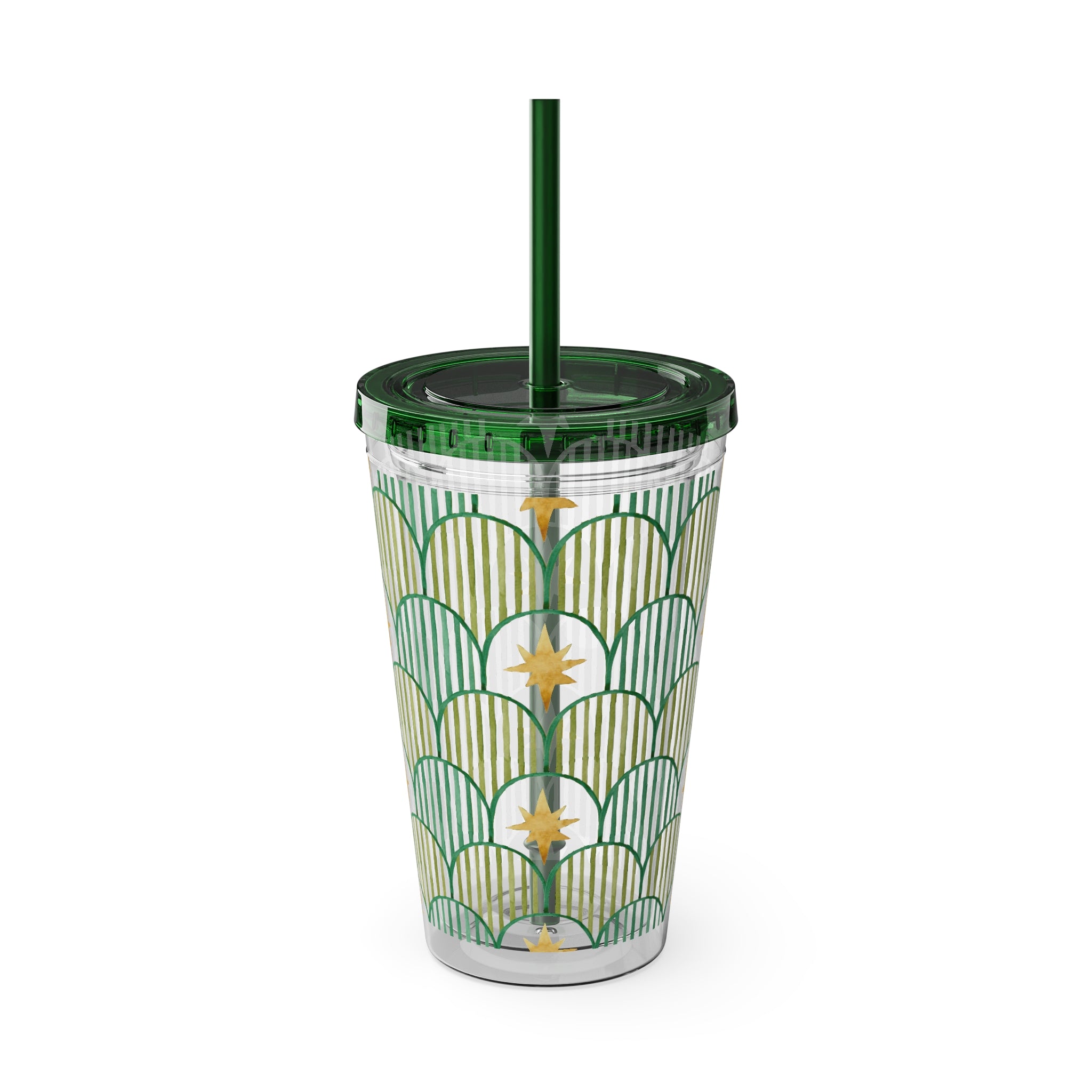 TUMBLER ETOILES | Gourde Géométrique avec étoiles | Gobelet avec paille - 450 ml (16 oz)