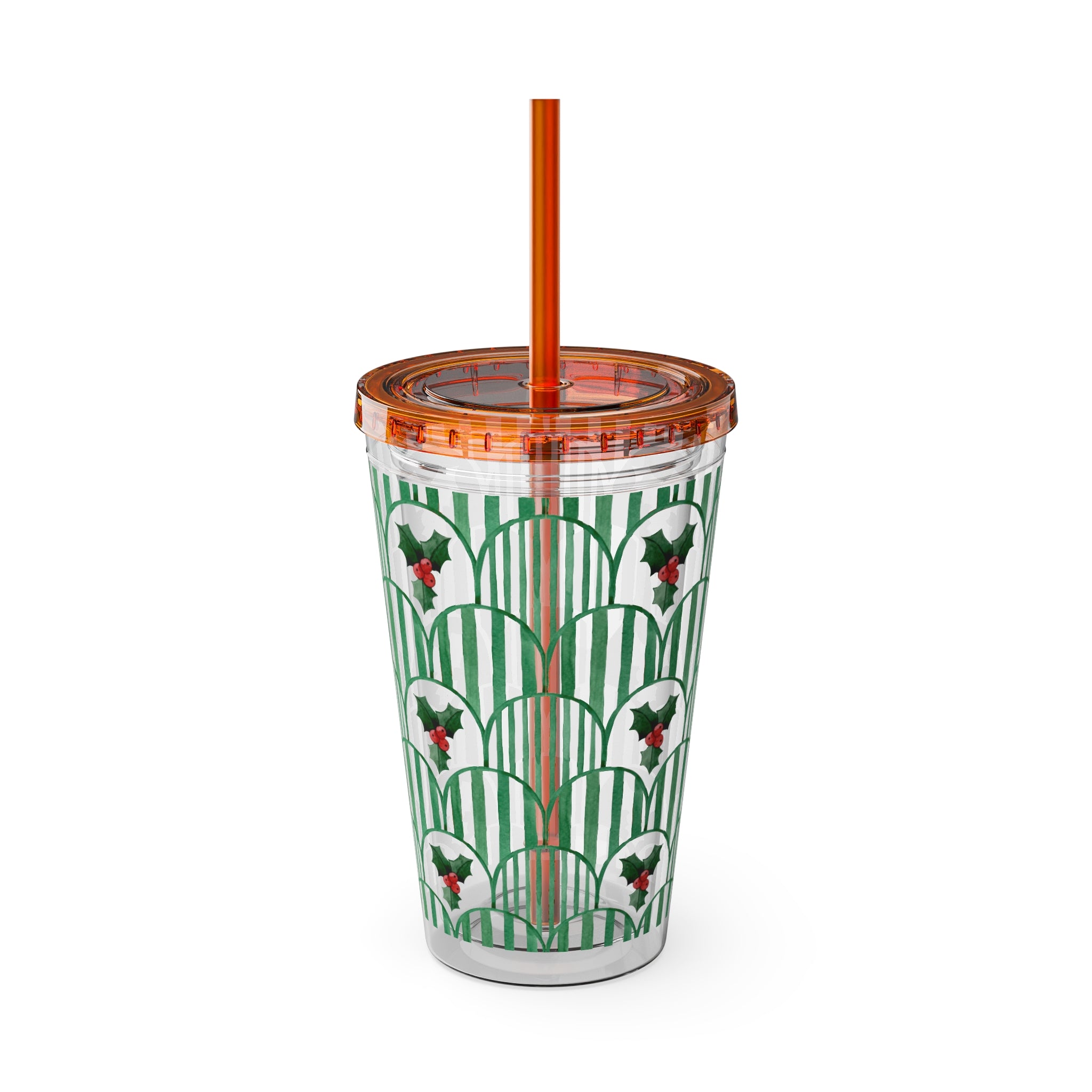 TUMBLER HOUX | Gourde Motif Houx | Gobelet avec paille - 450 ml (16 oz)
