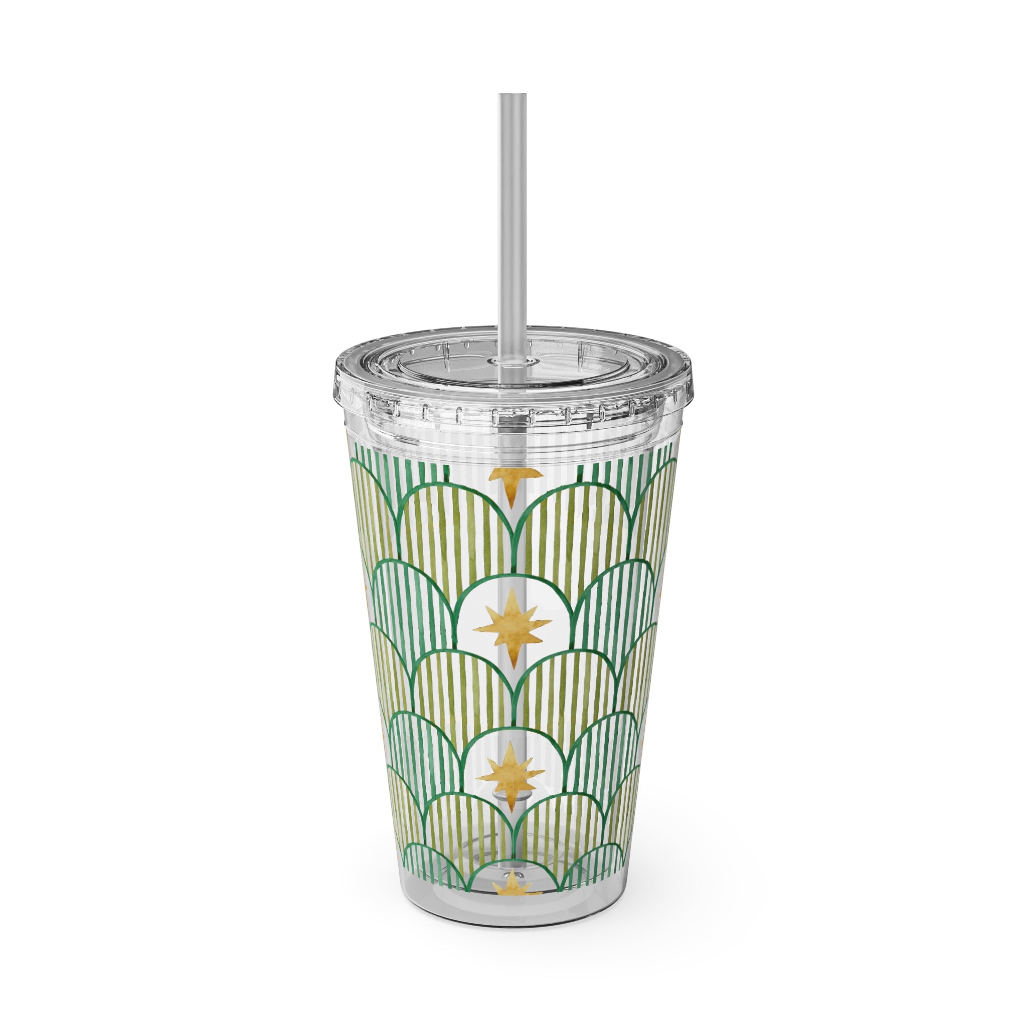 TUMBLER PERSONNALISABLE | Gourde Motif Etoiles avec ton prénom | Gobelet avec paille - 450 ml (16 oz)