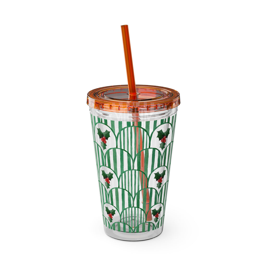 TUMBLER HOUX | Gourde Motif Houx | Gobelet avec paille - 450 ml (16 oz)