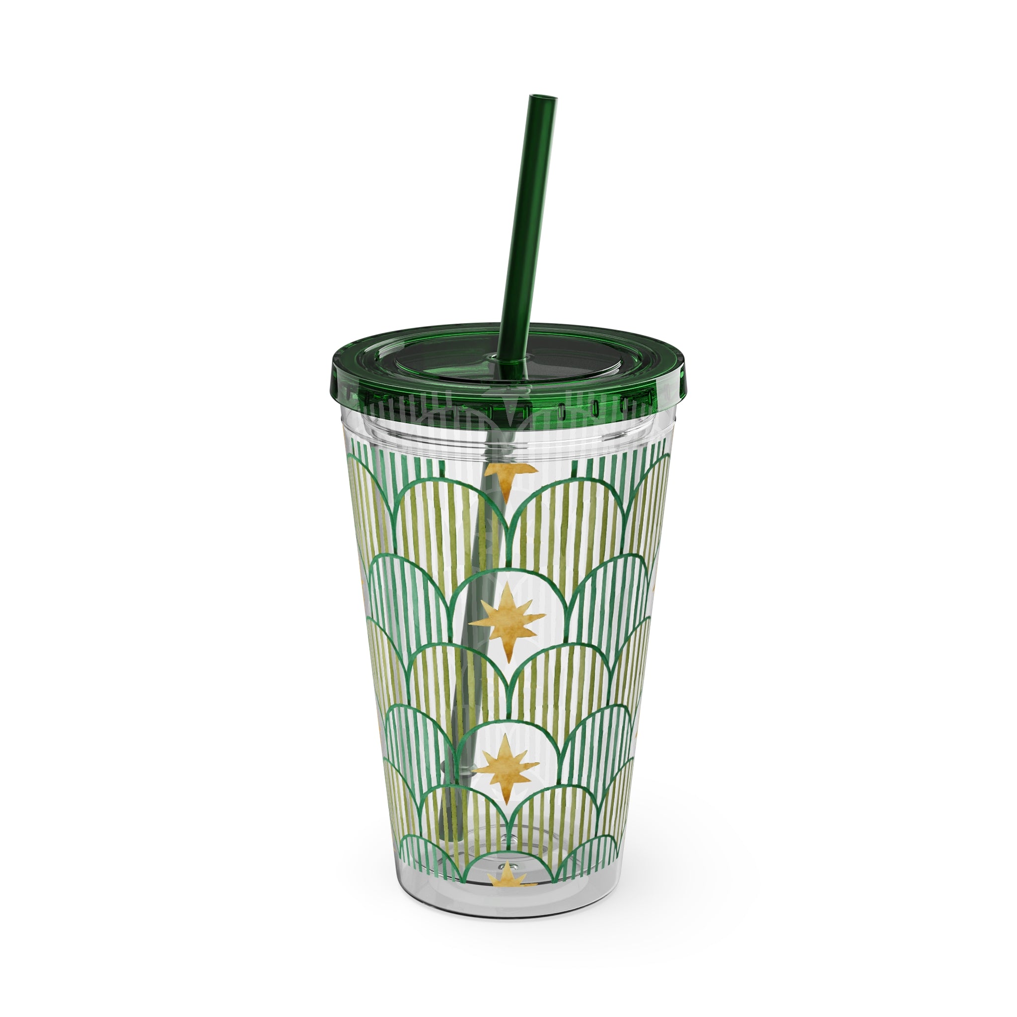 TUMBLER ETOILES | Gourde Géométrique avec étoiles | Gobelet avec paille - 450 ml (16 oz)