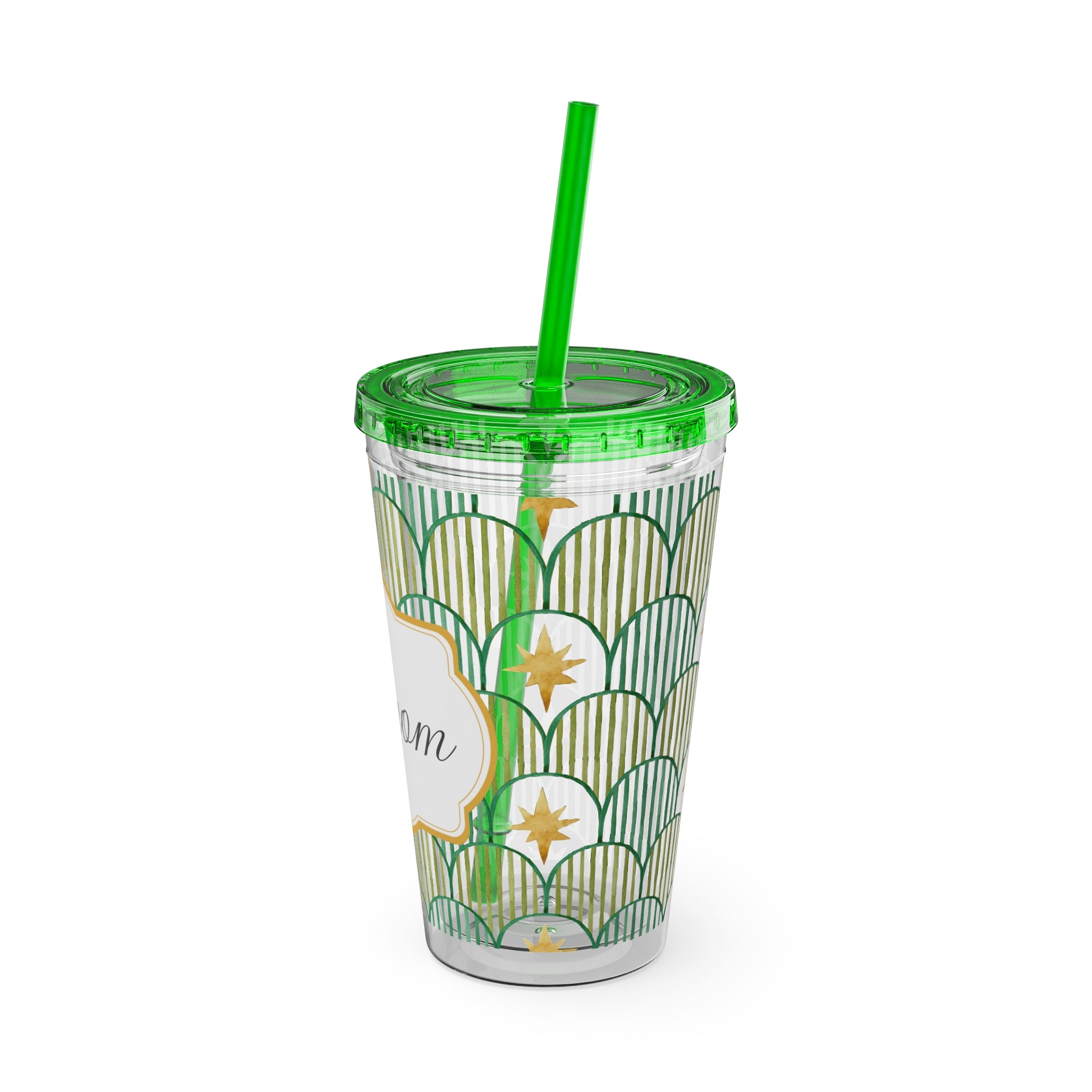 TUMBLER PERSONNALISABLE | Gourde Motif Etoiles avec ton prénom | Gobelet avec paille - 450 ml (16 oz)