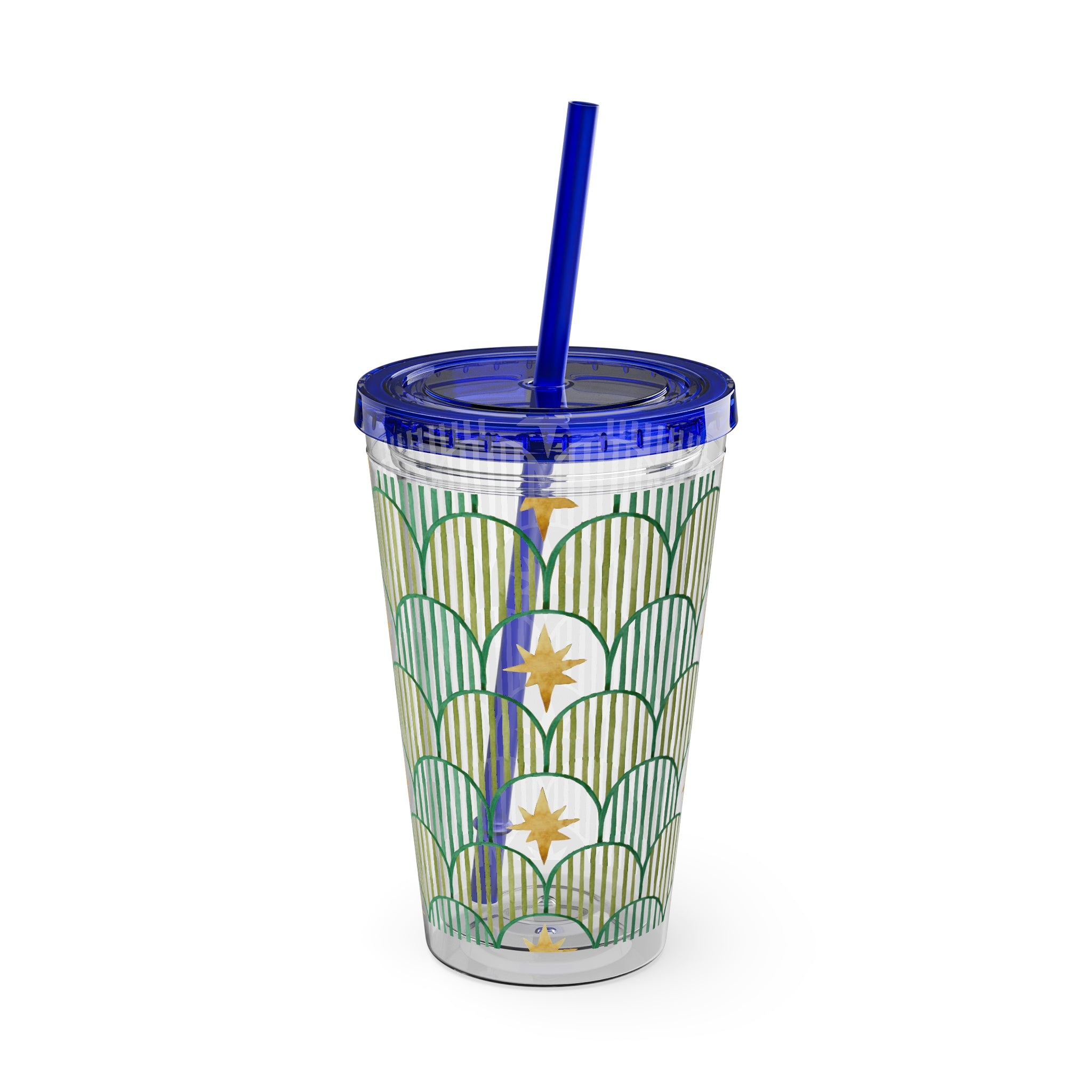 TUMBLER ETOILES | Gourde Géométrique avec étoiles | Gobelet avec paille - 450 ml (16 oz)
