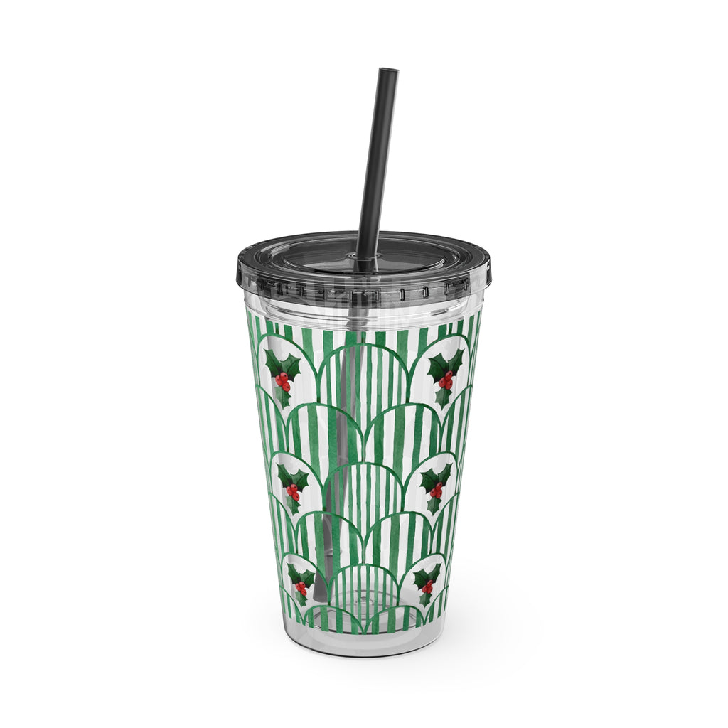 TUMBLER HOUX | Gourde Motif Houx | Gobelet avec paille - 450 ml (16 oz)