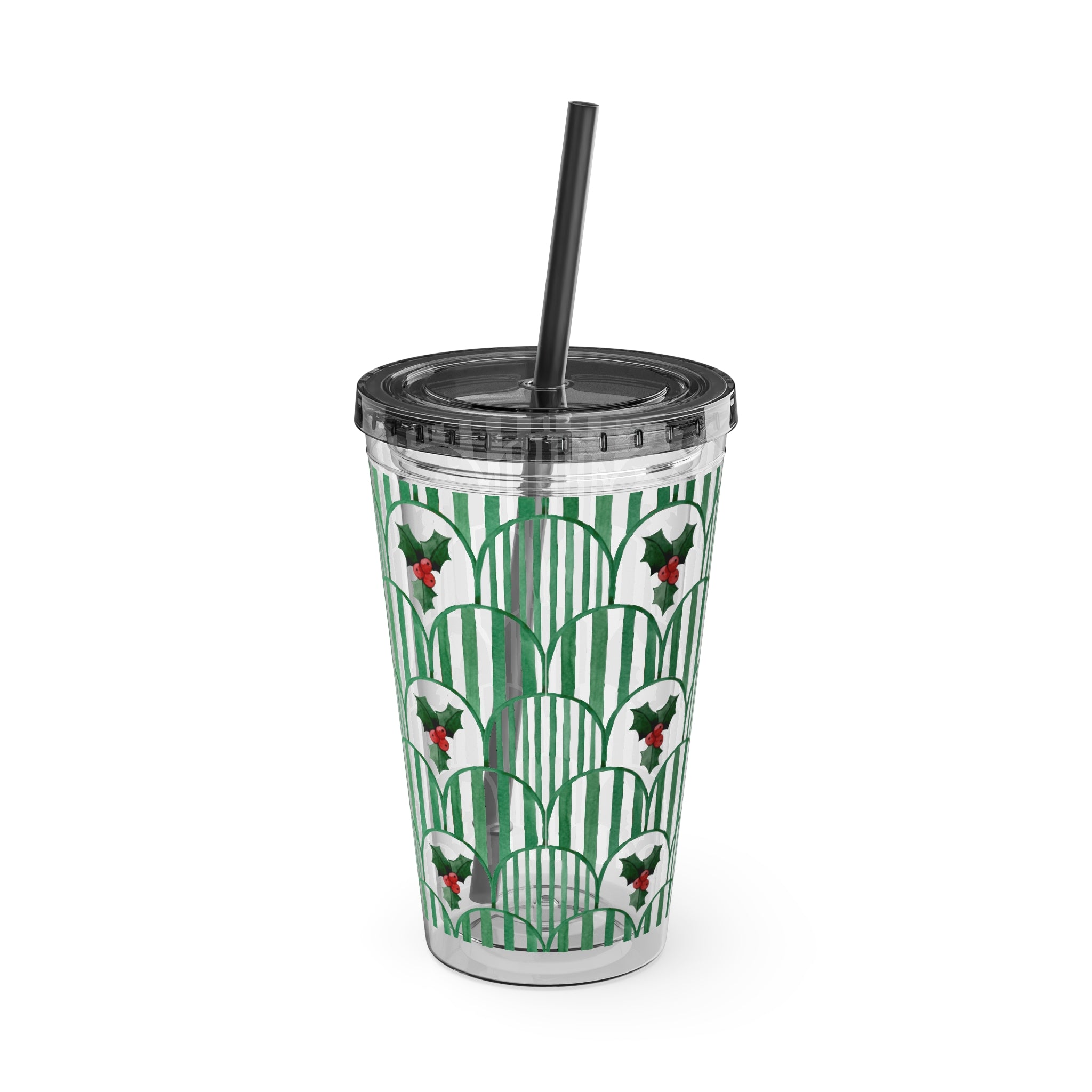 TUMBLER HOUX | Gourde Motif Houx | Gobelet avec paille - 450 ml (16 oz)
