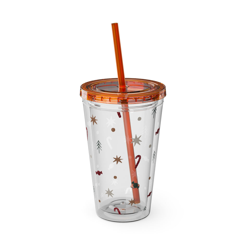 TUMBLER NOËL | Gourde Motif Noël | Gobelet avec paille - 450 ml (16 oz)