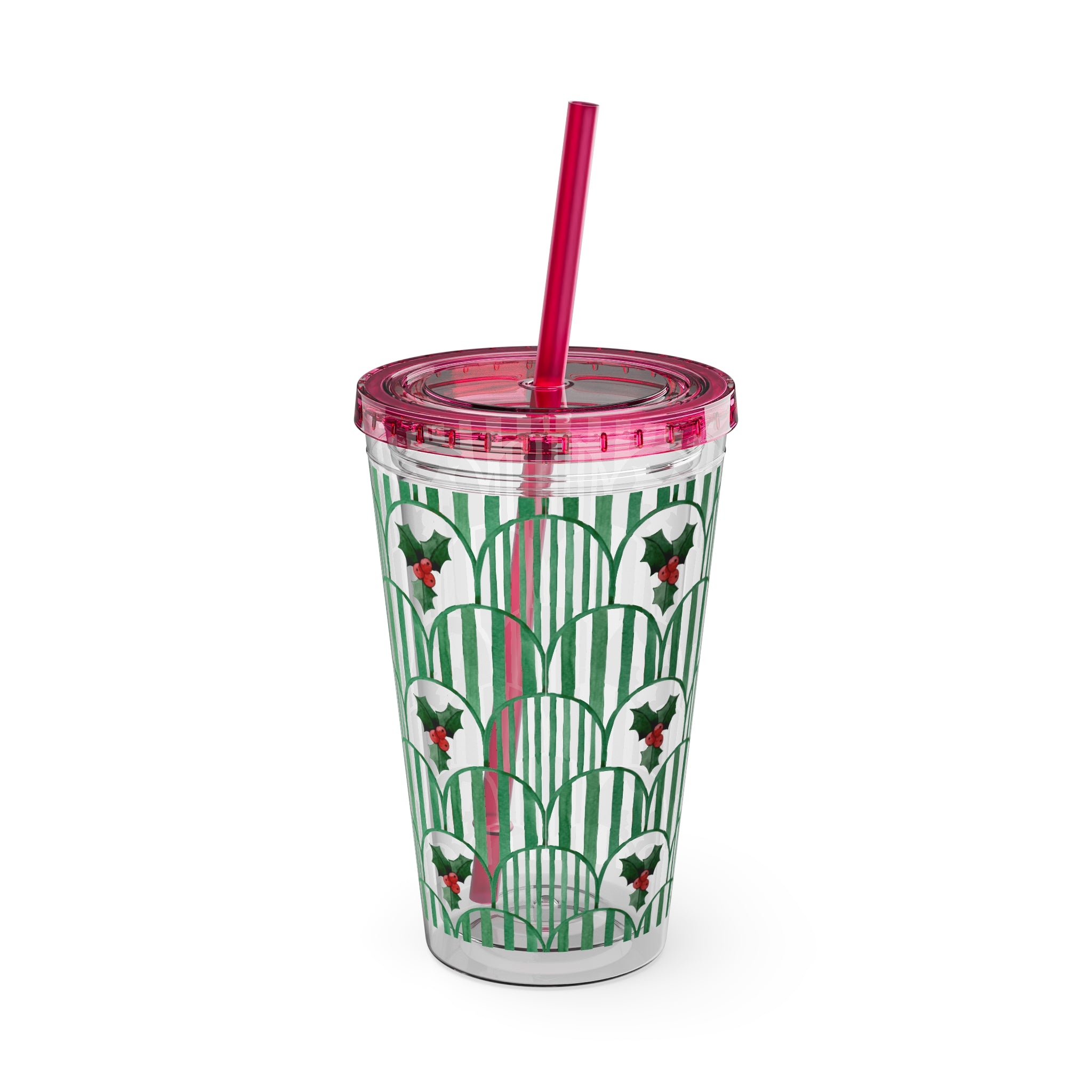 TUMBLER HOUX | Gourde Motif Houx | Gobelet avec paille - 450 ml (16 oz)