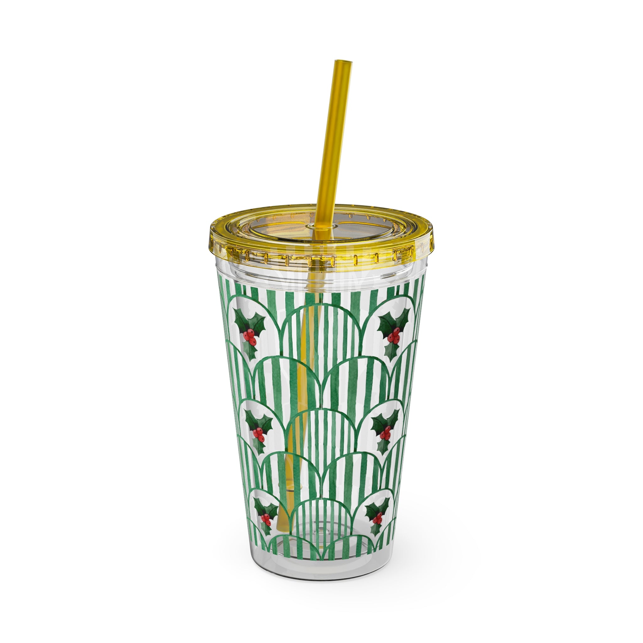 TUMBLER HOUX | Gourde Motif Houx | Gobelet avec paille - 450 ml (16 oz)