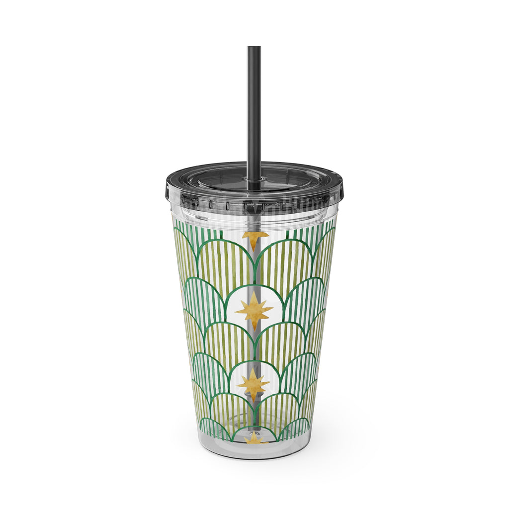 TUMBLER PERSONNALISABLE | Gourde Motif Etoiles avec ton prénom | Gobelet avec paille - 450 ml (16 oz)