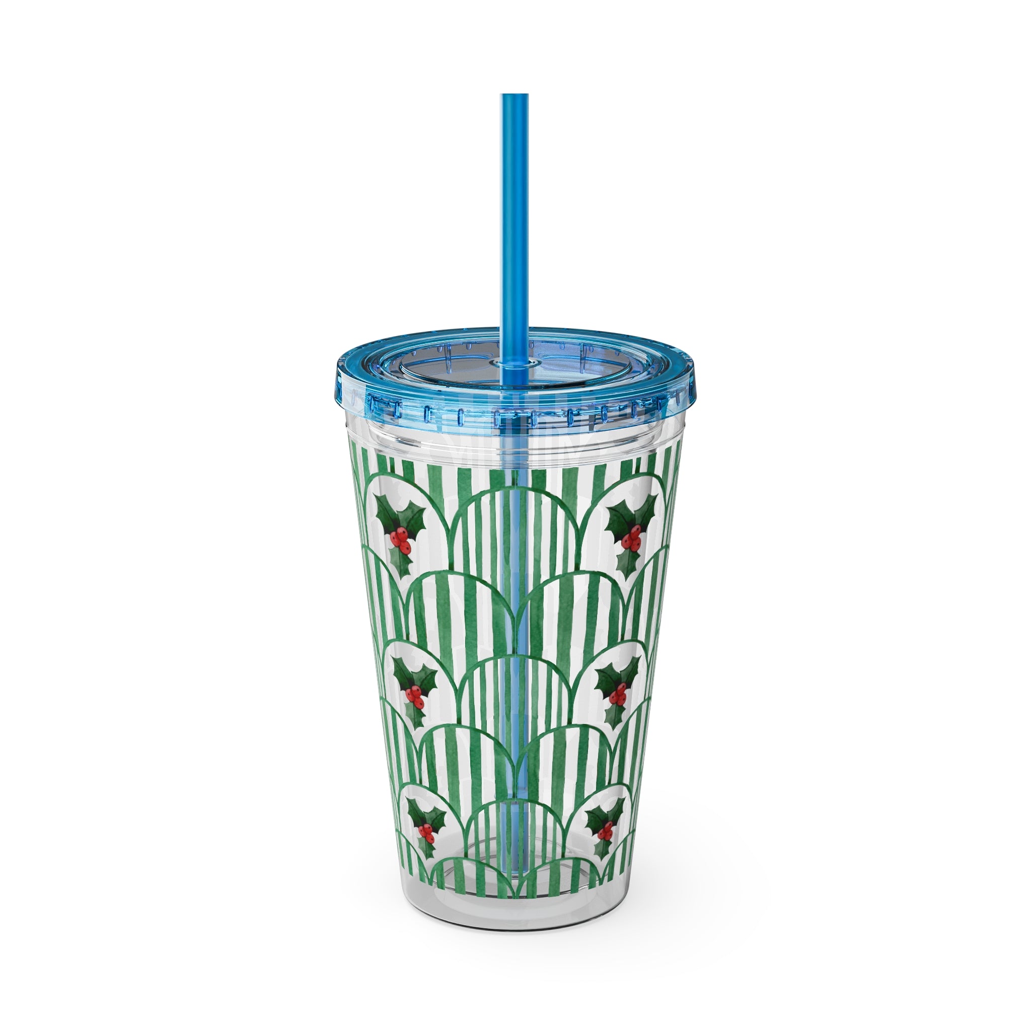 TUMBLER HOUX | Gourde Motif Houx | Gobelet avec paille - 450 ml (16 oz)