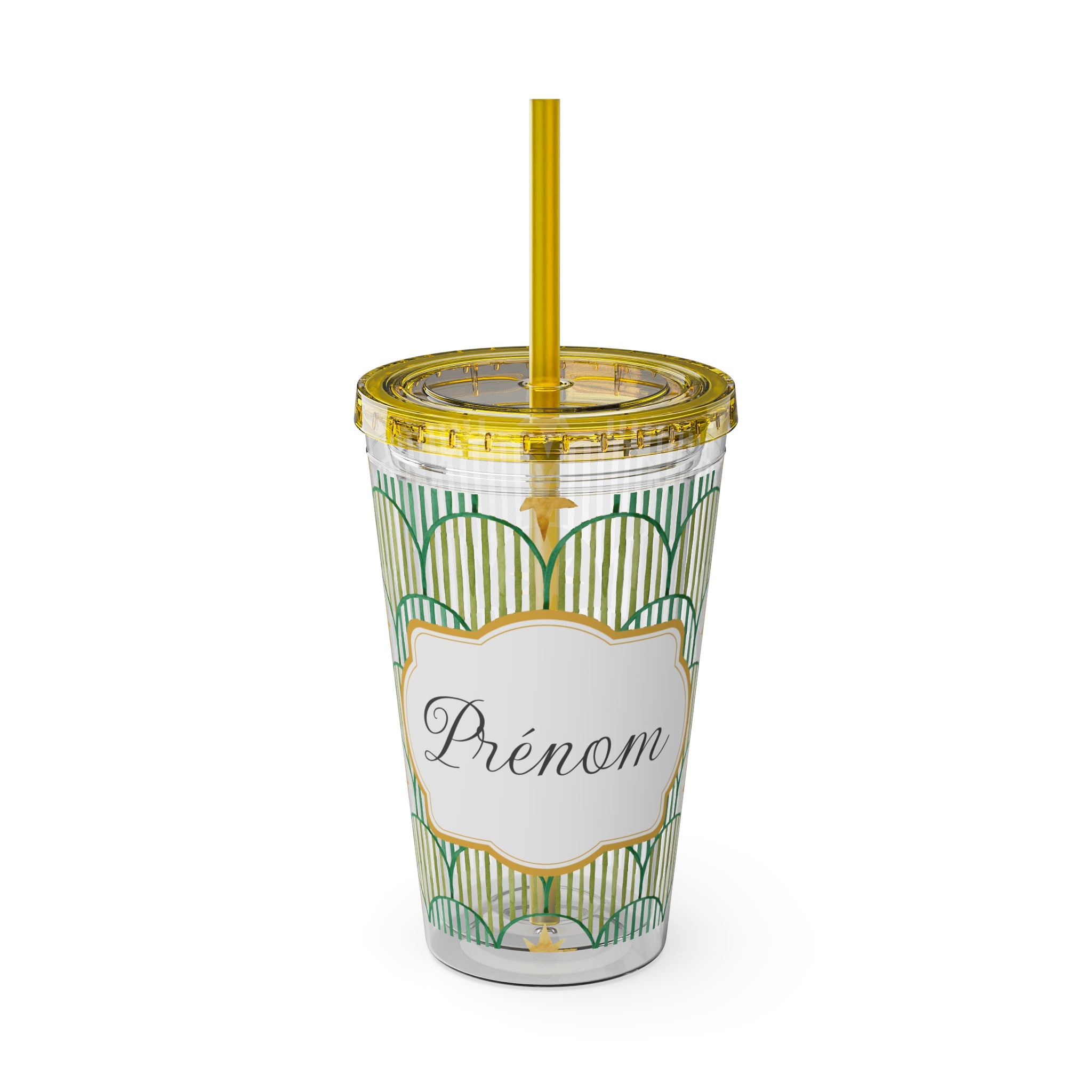 TUMBLER PERSONNALISABLE | Gourde Motif Etoiles avec ton prénom | Gobelet avec paille - 450 ml (16 oz)