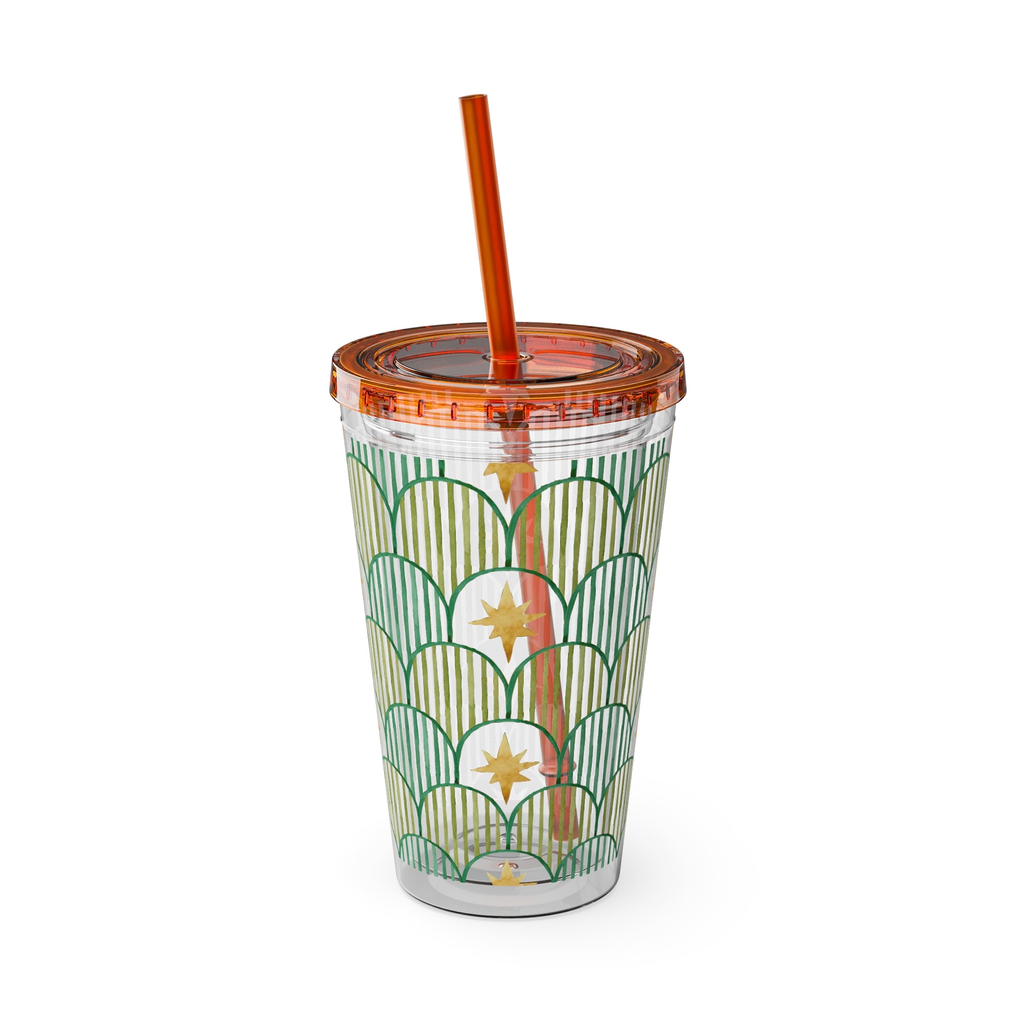 TUMBLER ETOILES | Gourde Géométrique avec étoiles | Gobelet avec paille - 450 ml (16 oz)