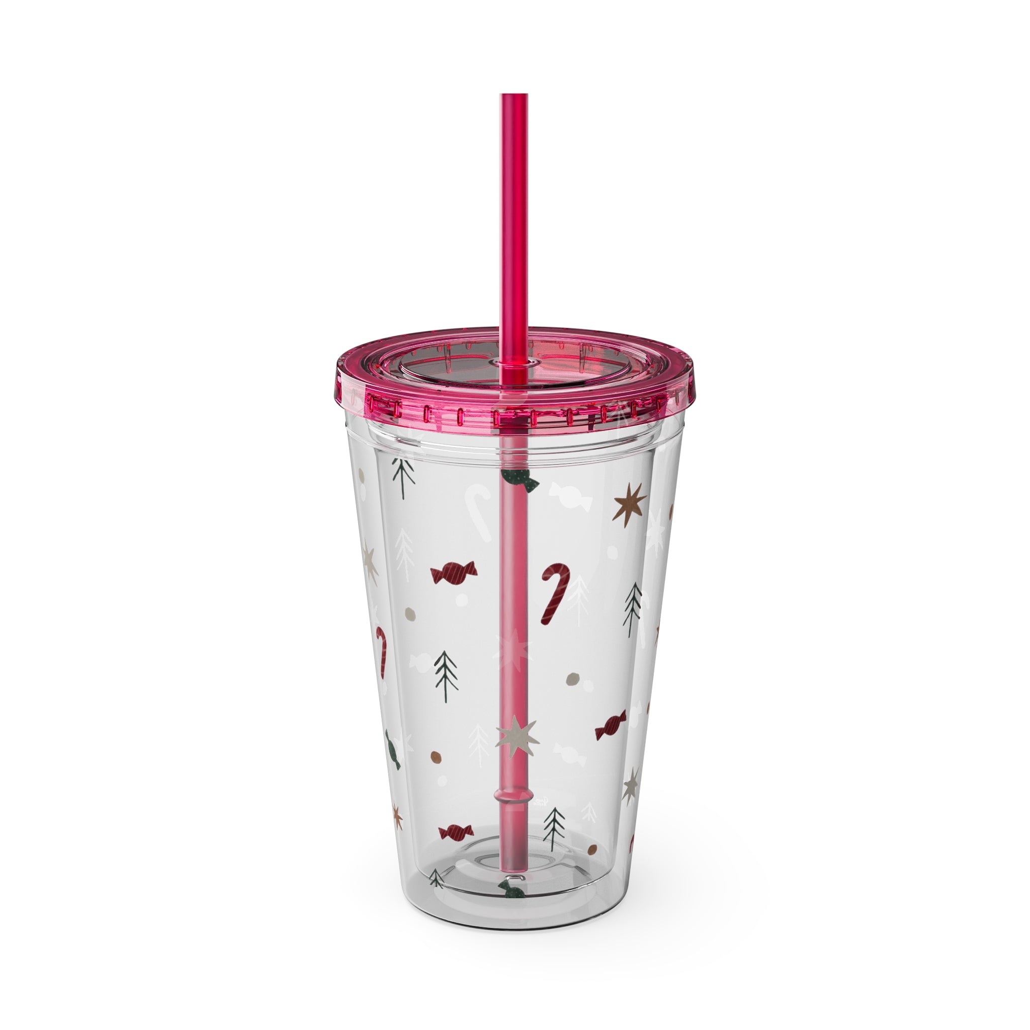 TUMBLER NOËL | Gourde Motif Noël | Gobelet avec paille - 450 ml (16 oz)