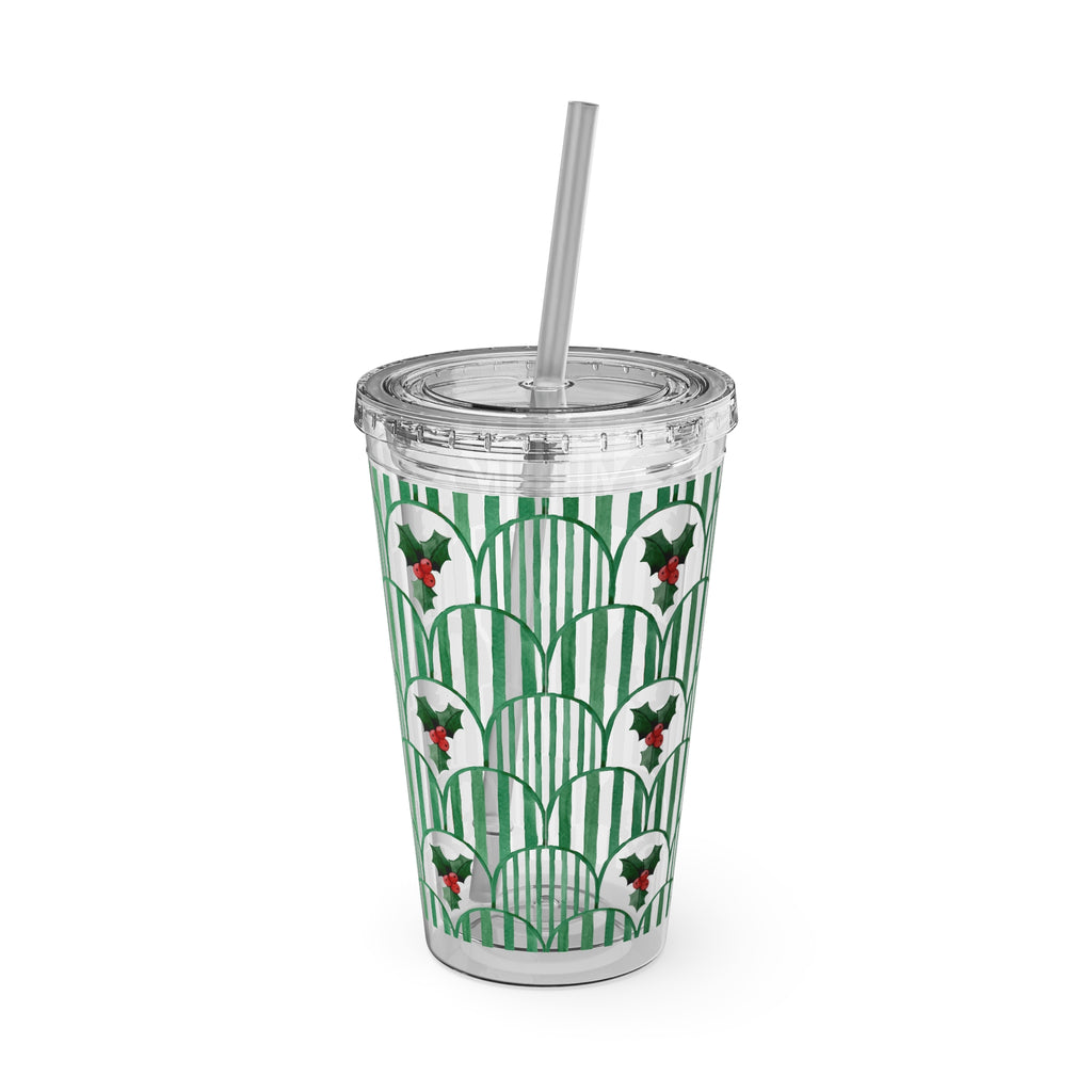 TUMBLER HOUX | Gourde Motif Houx | Gobelet avec paille - 450 ml (16 oz)