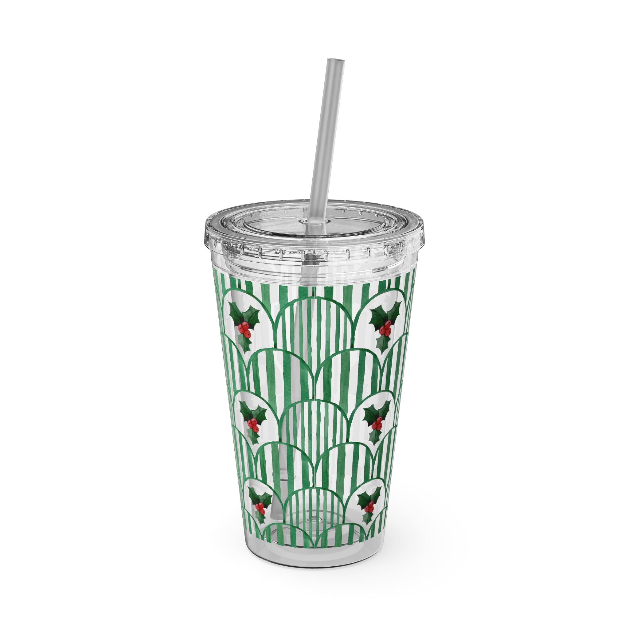 TUMBLER HOUX | Gourde Motif Houx | Gobelet avec paille - 450 ml (16 oz)