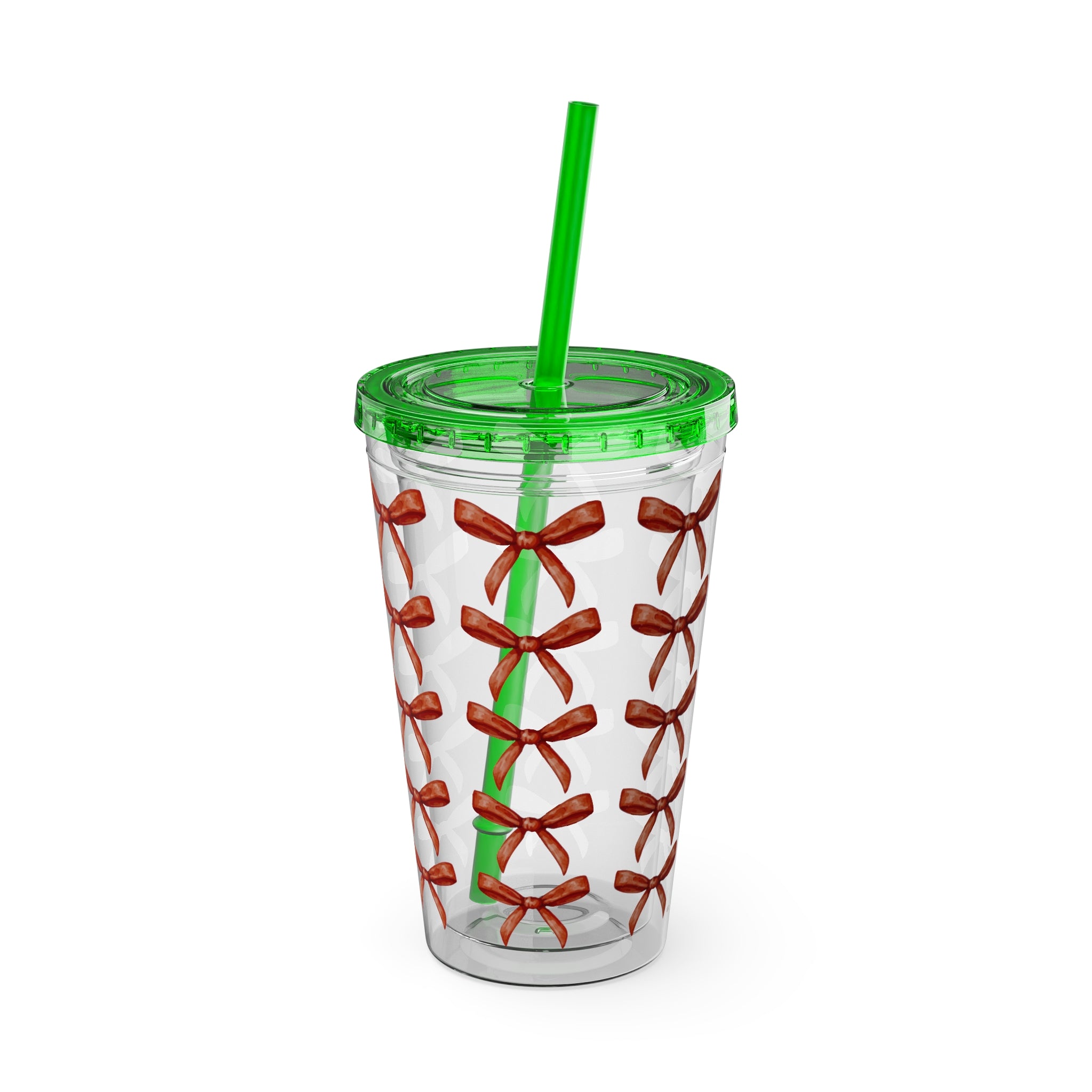 TUMBLER NOEUDS ROUGES | Gourde Motif Noeuds Rouges | Gobelet avec paille - 450 ml (16 oz)