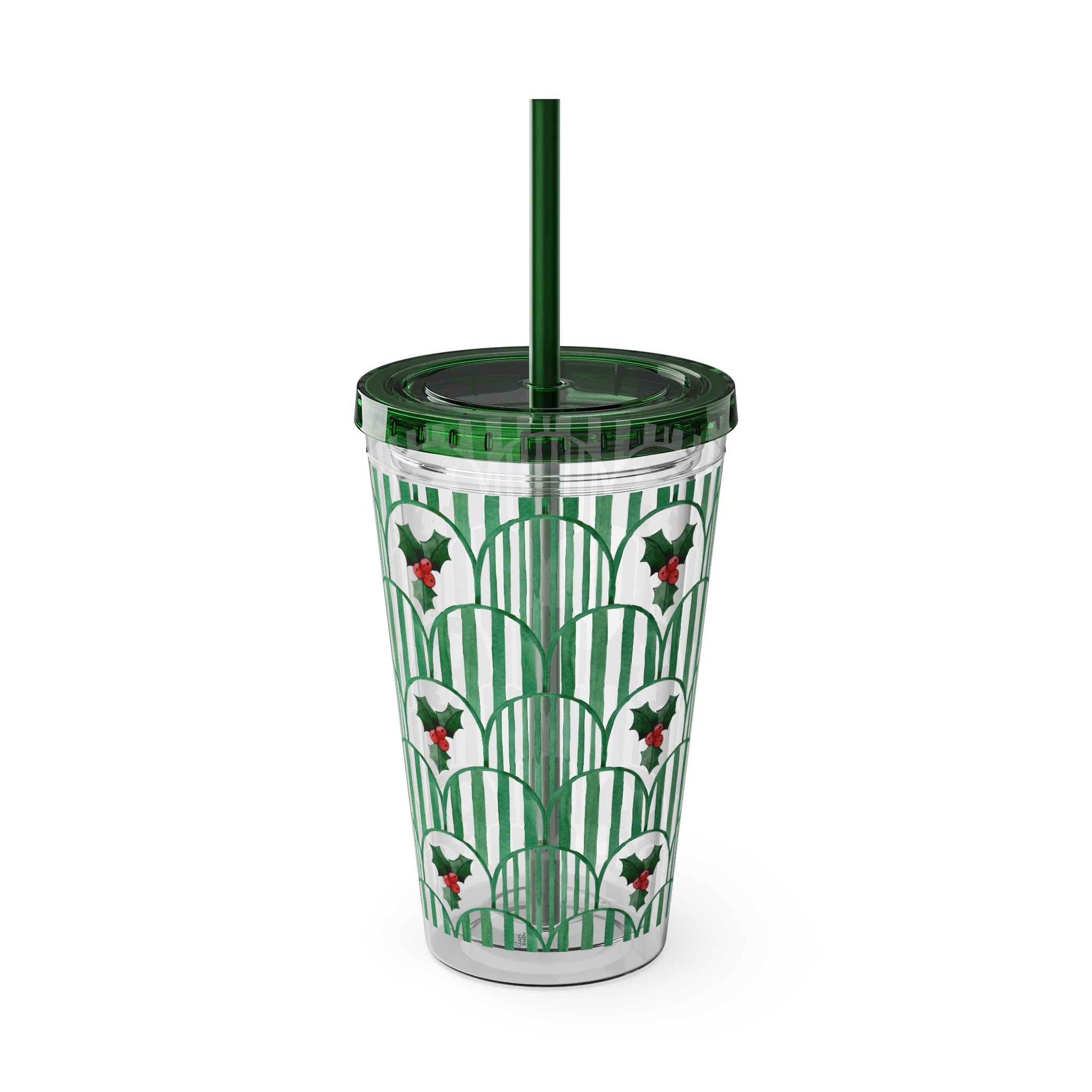 TUMBLER HOUX | Gourde Motif Houx | Gobelet avec paille - 450 ml (16 oz)