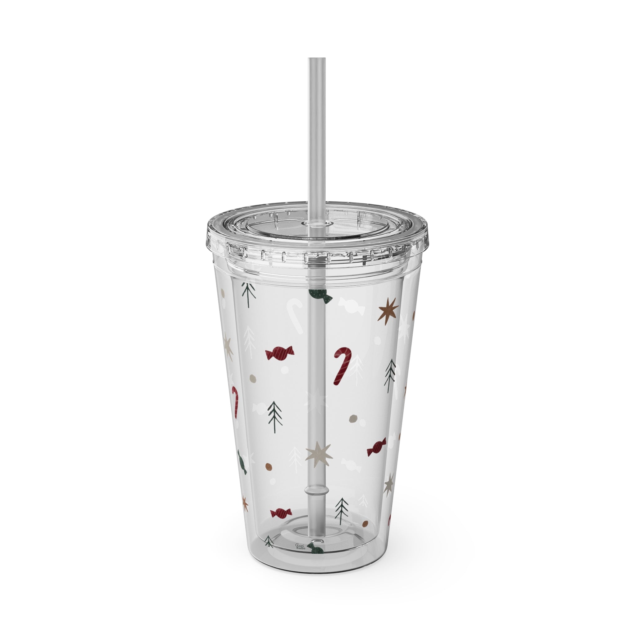 TUMBLER NOËL | Gourde Motif Noël | Gobelet avec paille - 450 ml (16 oz)
