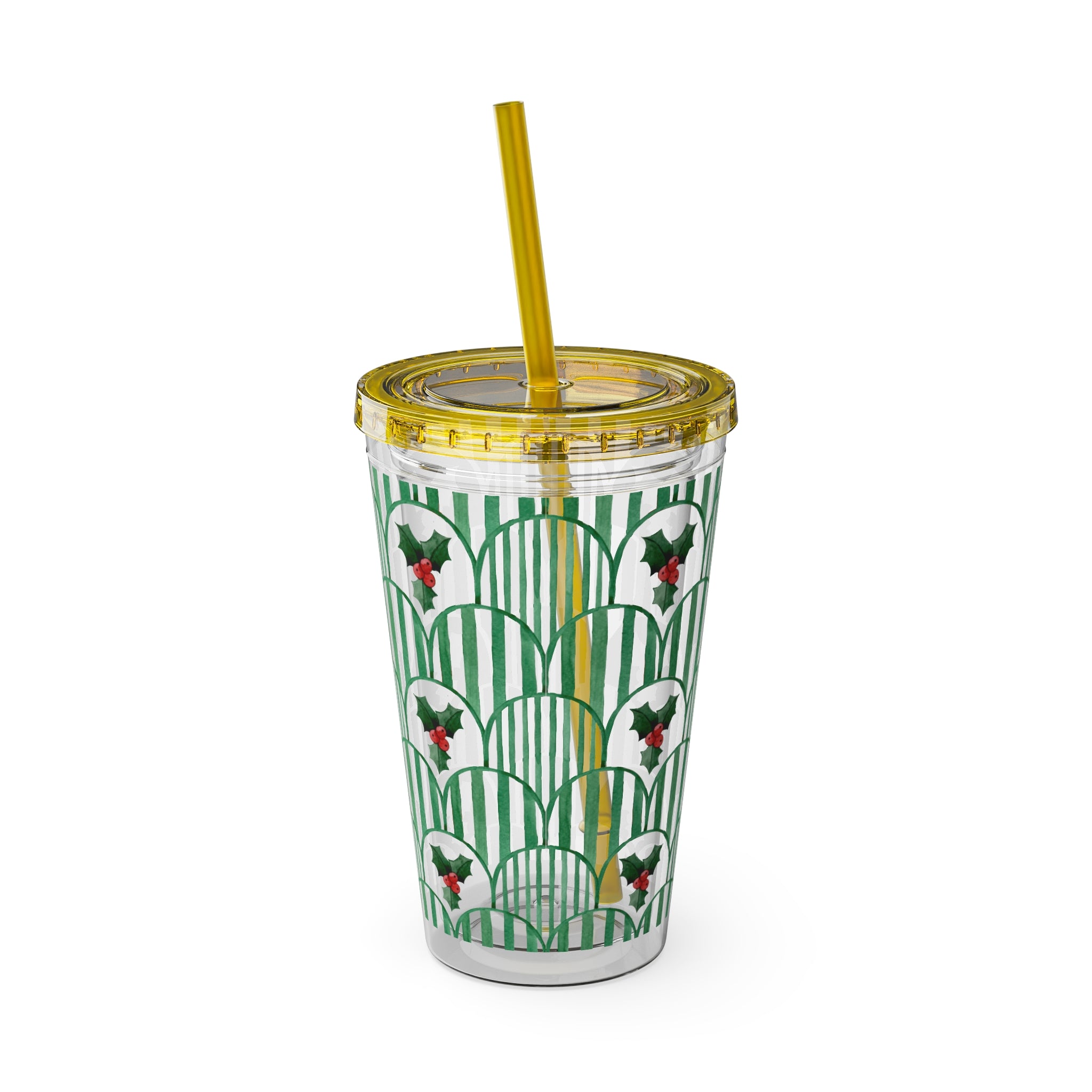 TUMBLER HOUX | Gourde Motif Houx | Gobelet avec paille - 450 ml (16 oz)
