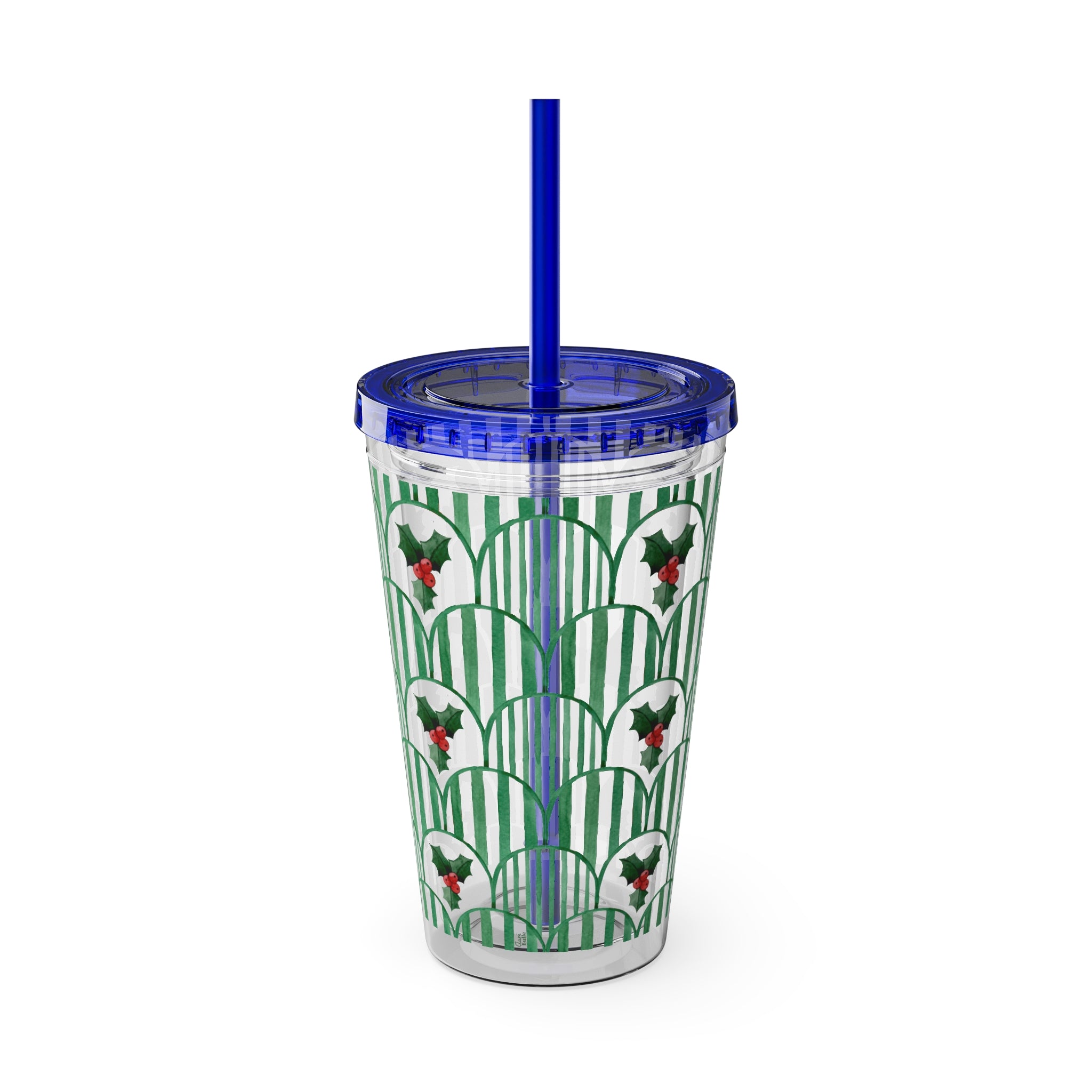 TUMBLER HOUX | Gourde Motif Houx | Gobelet avec paille - 450 ml (16 oz)