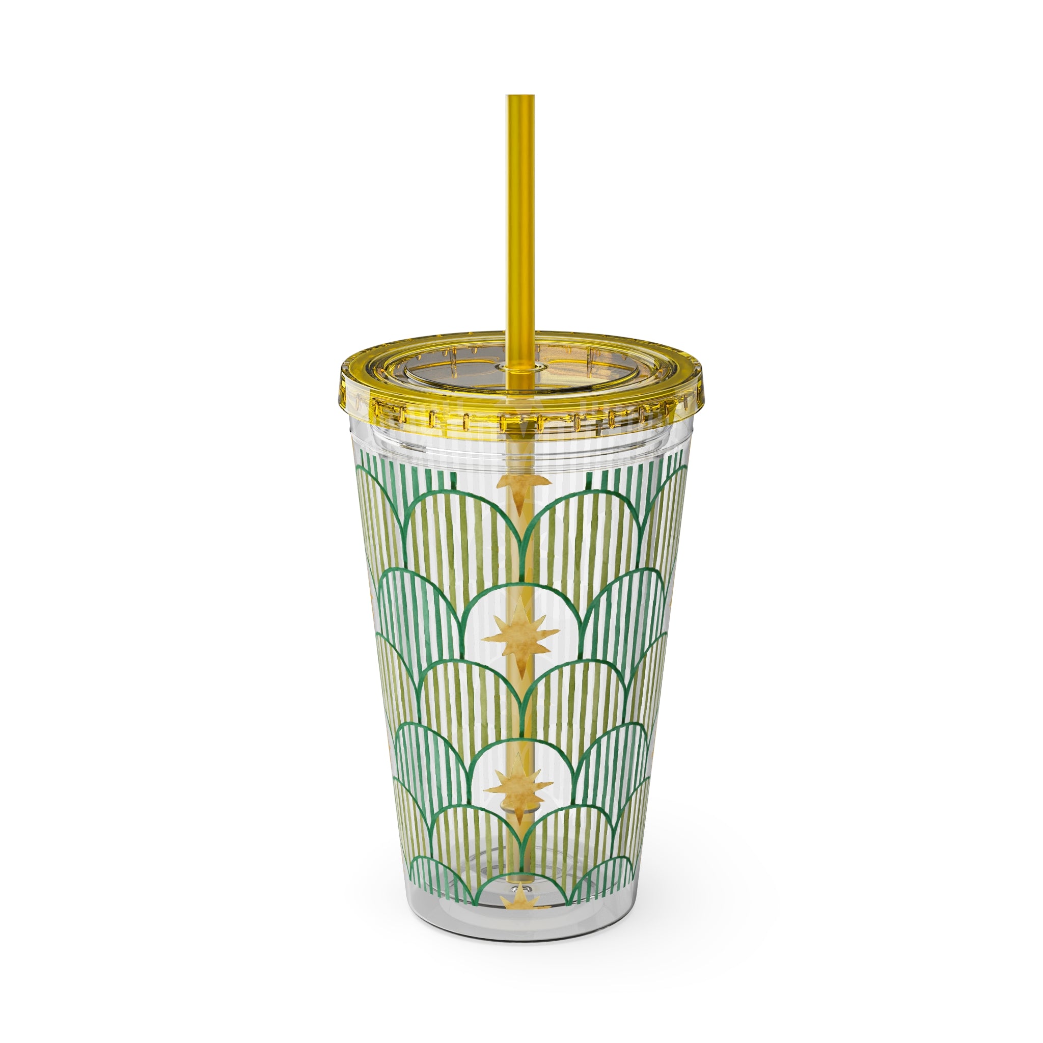 TUMBLER ETOILES | Gourde Géométrique avec étoiles | Gobelet avec paille - 450 ml (16 oz)